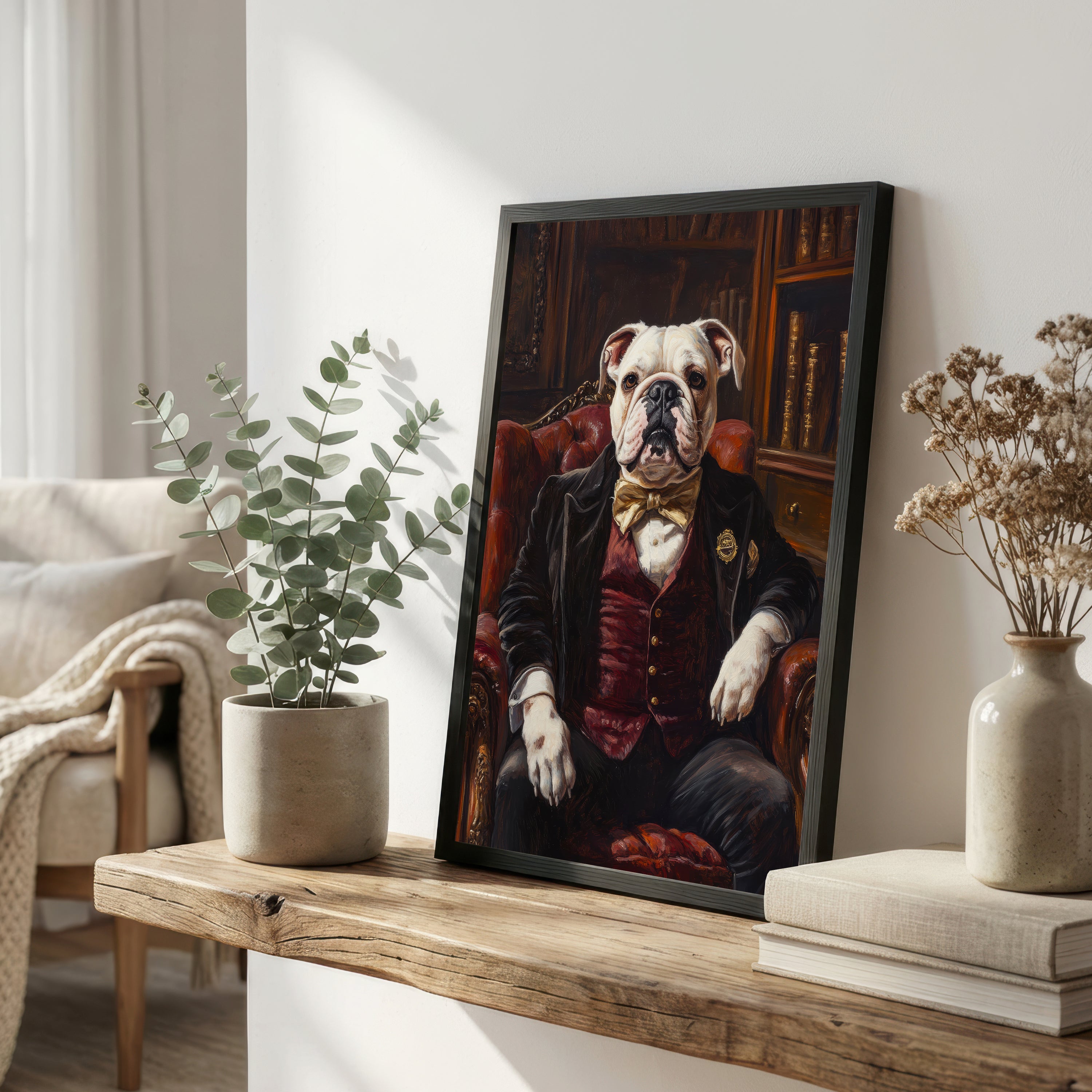 Bulldog Gentleman Dark Academia Art Print