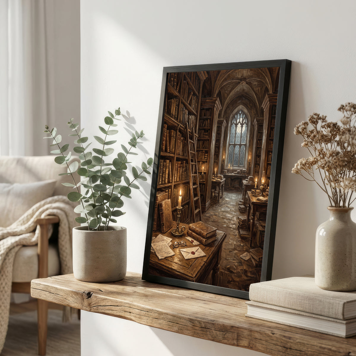 Gothic Library Dark Academia Art Print