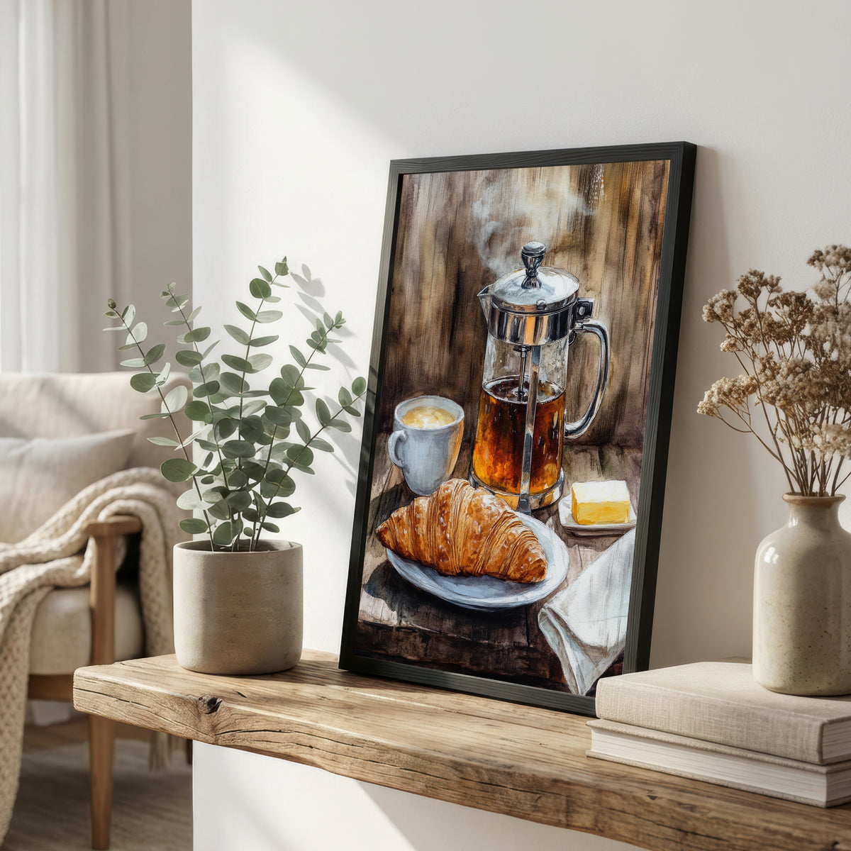 French Press Coffee Breakfast Art Print