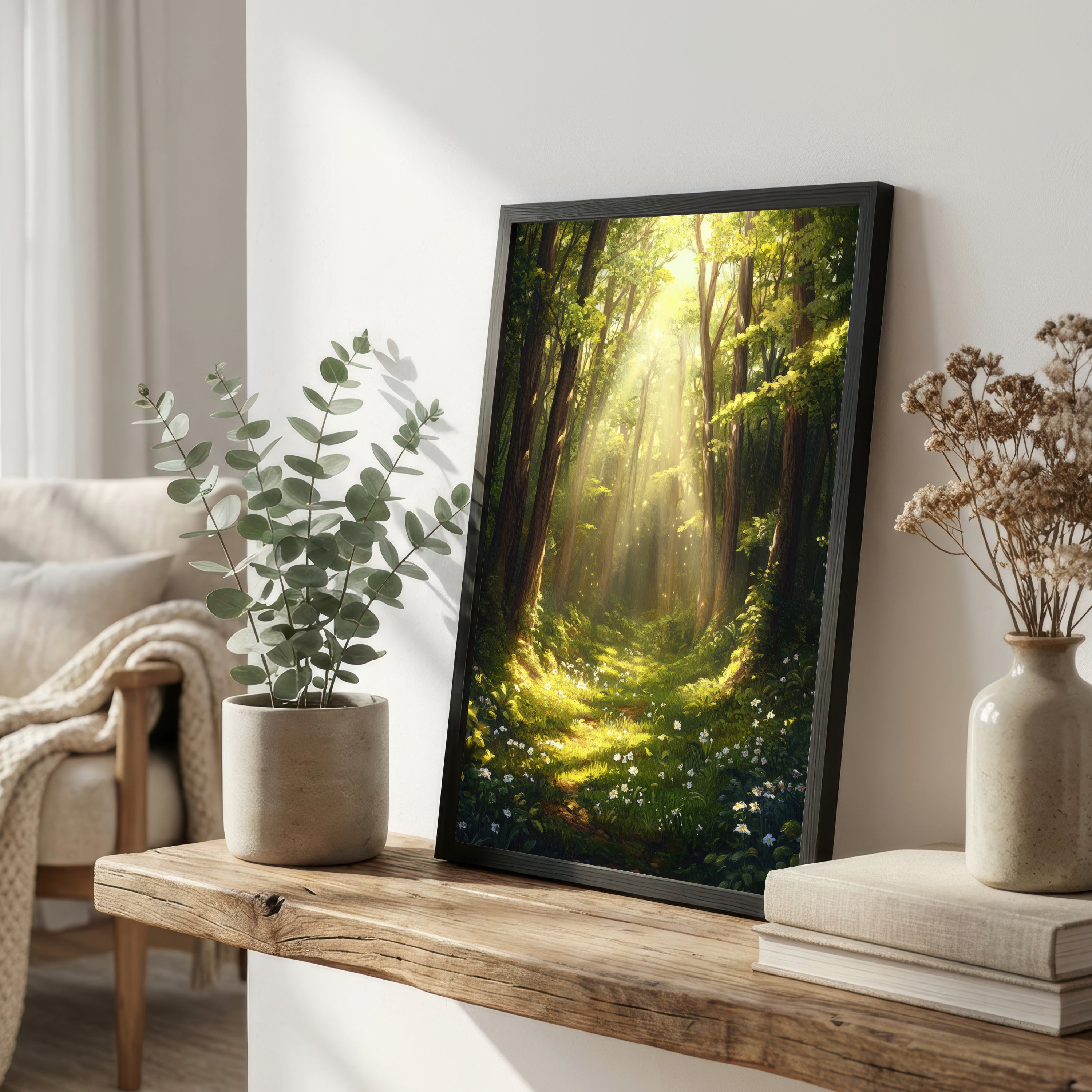 Sunlit Forest Woodland Art Print