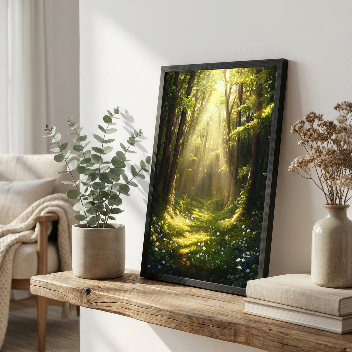 Sunlit Forest Woodland Art Print