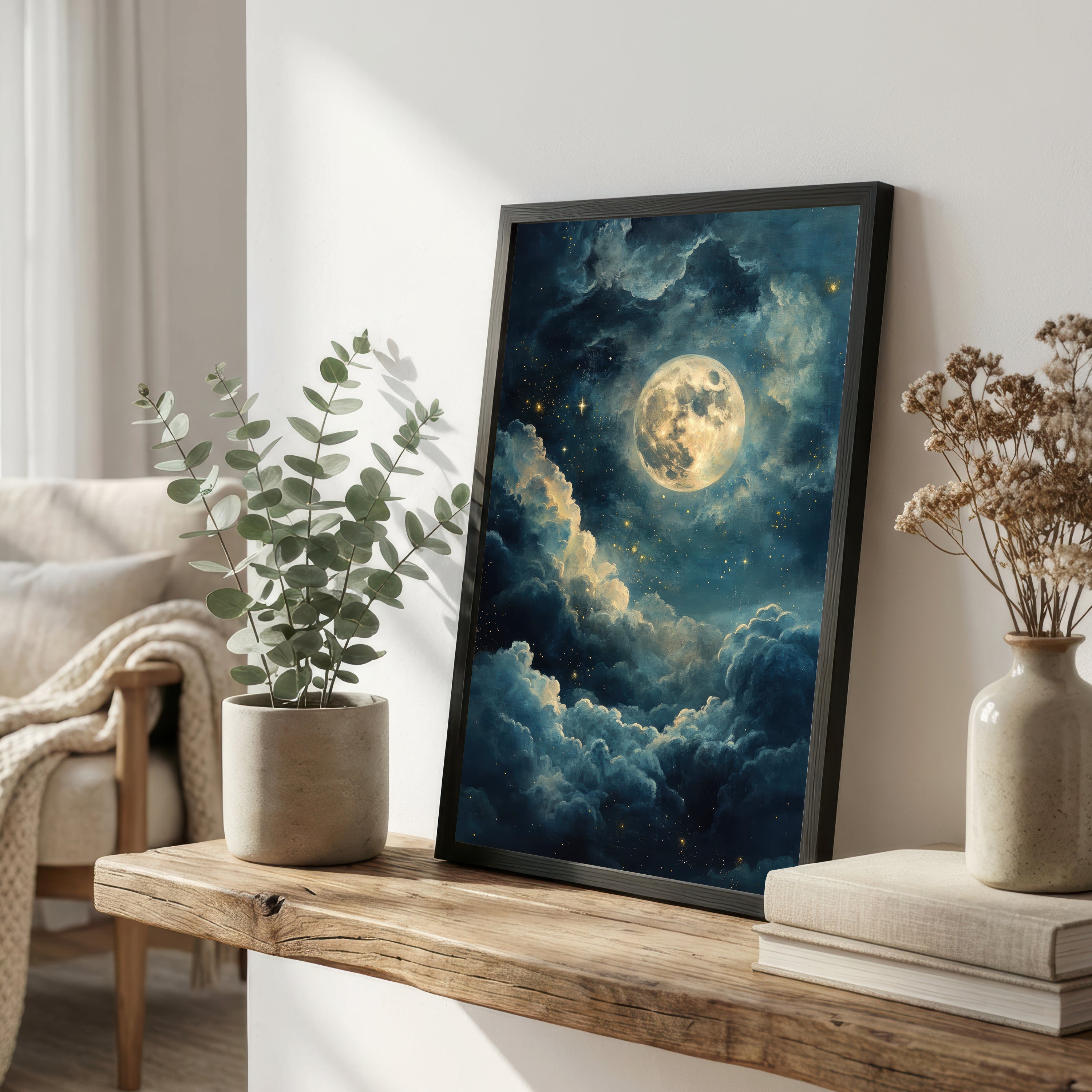 Moonlit Clouds Celestial Art Print