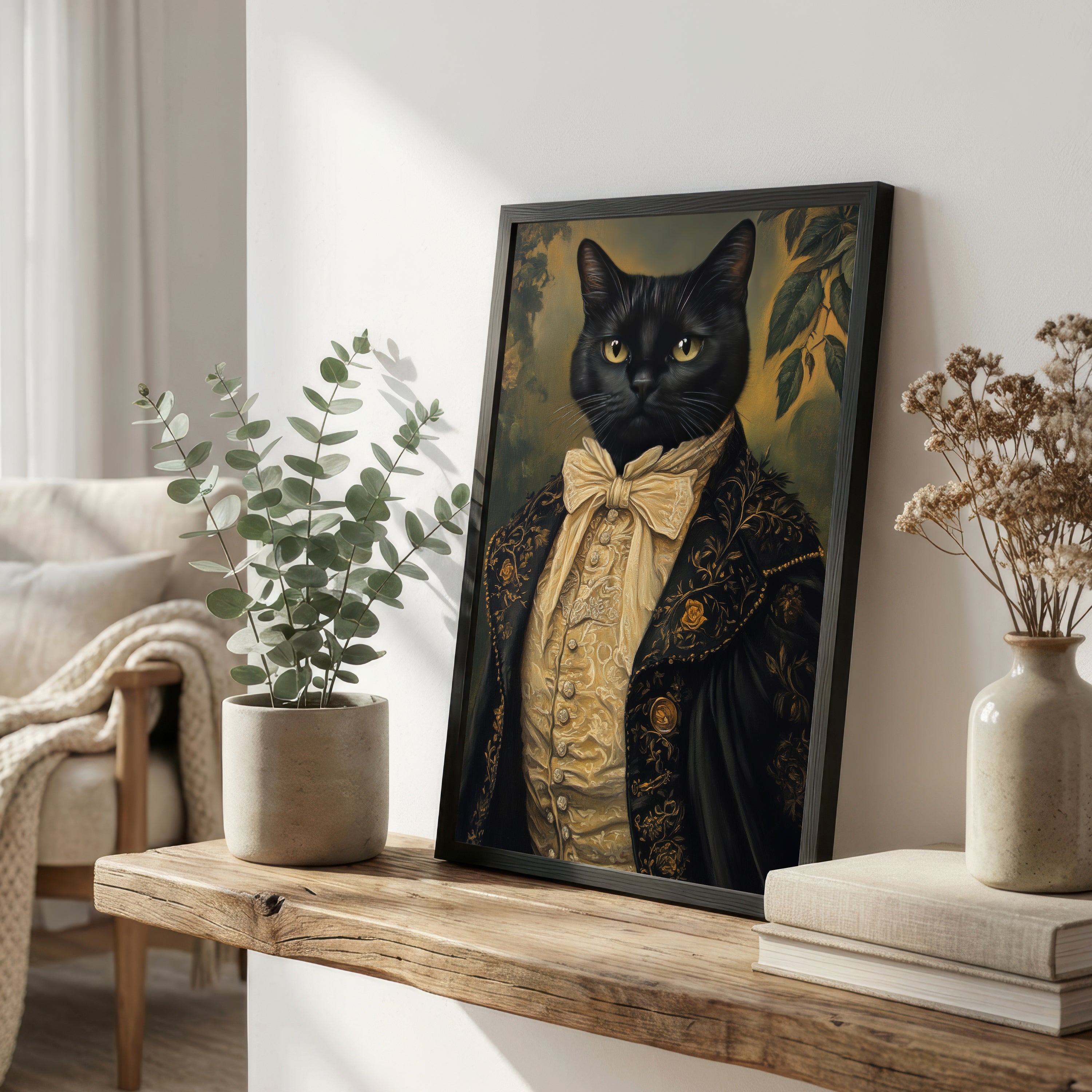 Victorian Black Cat Art Print