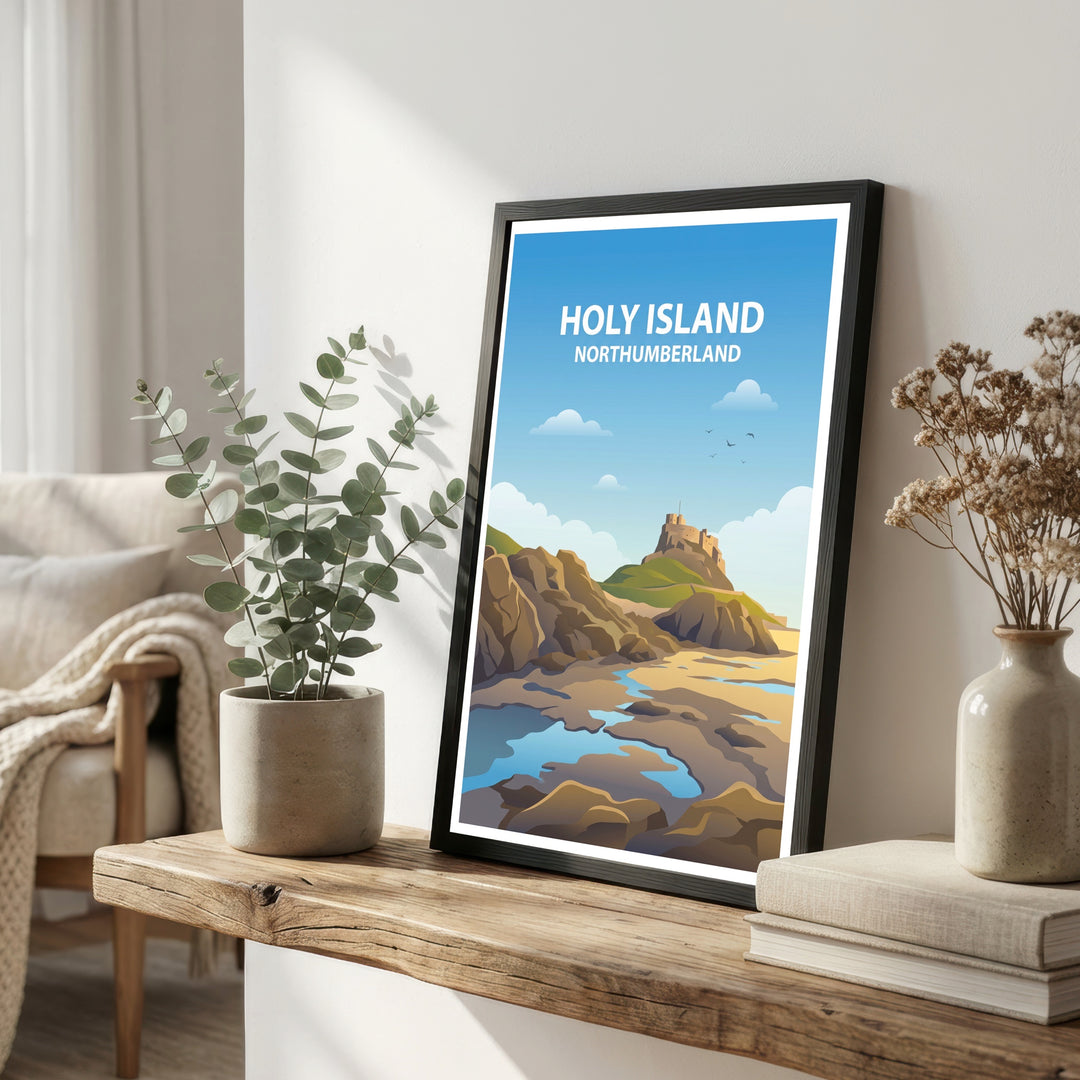 Holy Island Northumberland Coastal Landscape Print – Lindisfarne Castle Wall Art