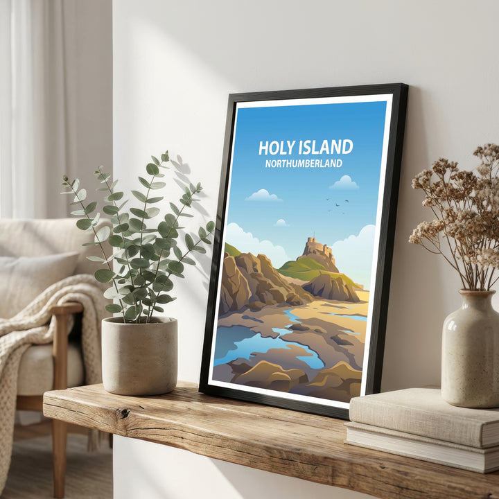 Holy Island Northumberland Coastal Landscape Print – Lindisfarne Castle Wall Art