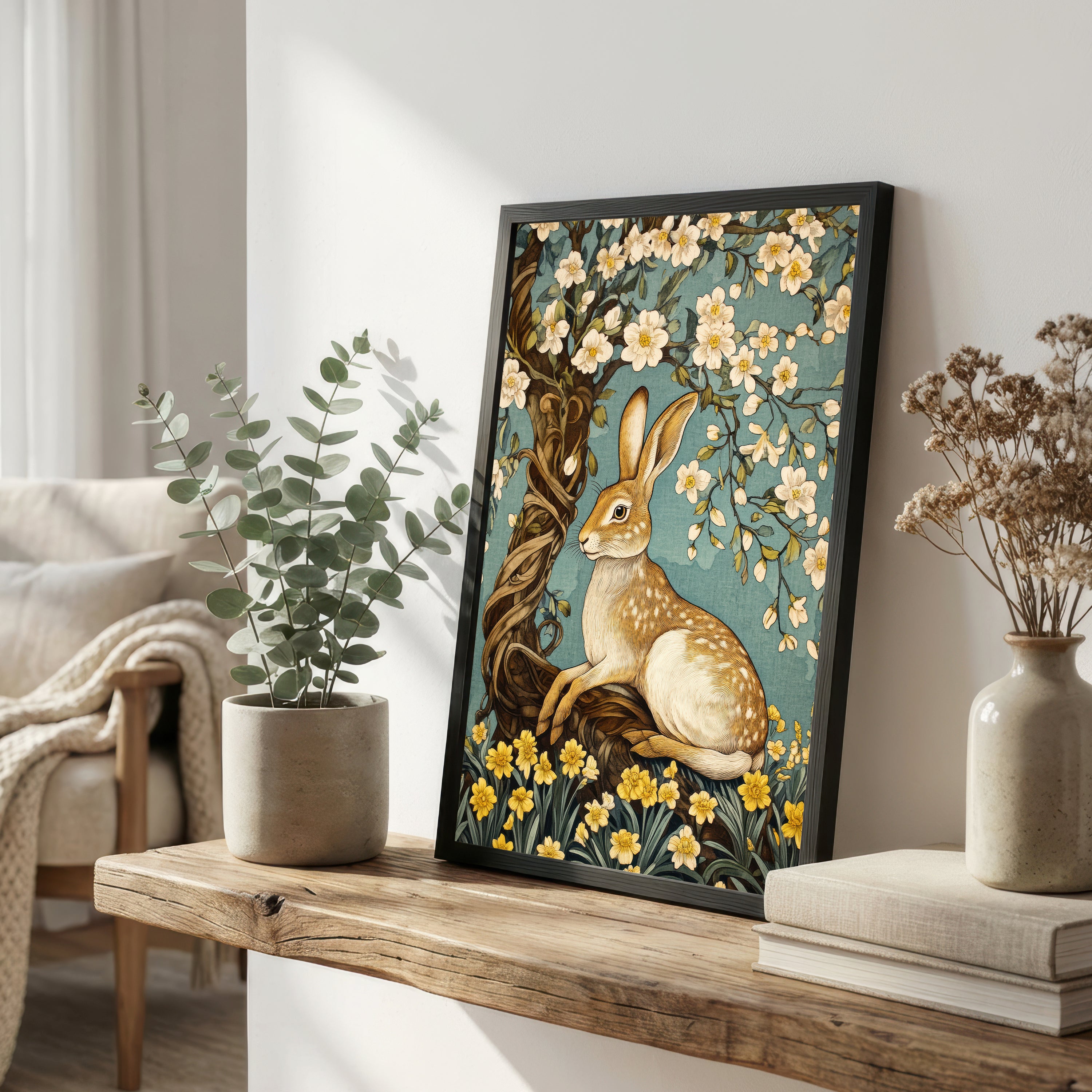 William Morris Inspired Rabbit Art Print