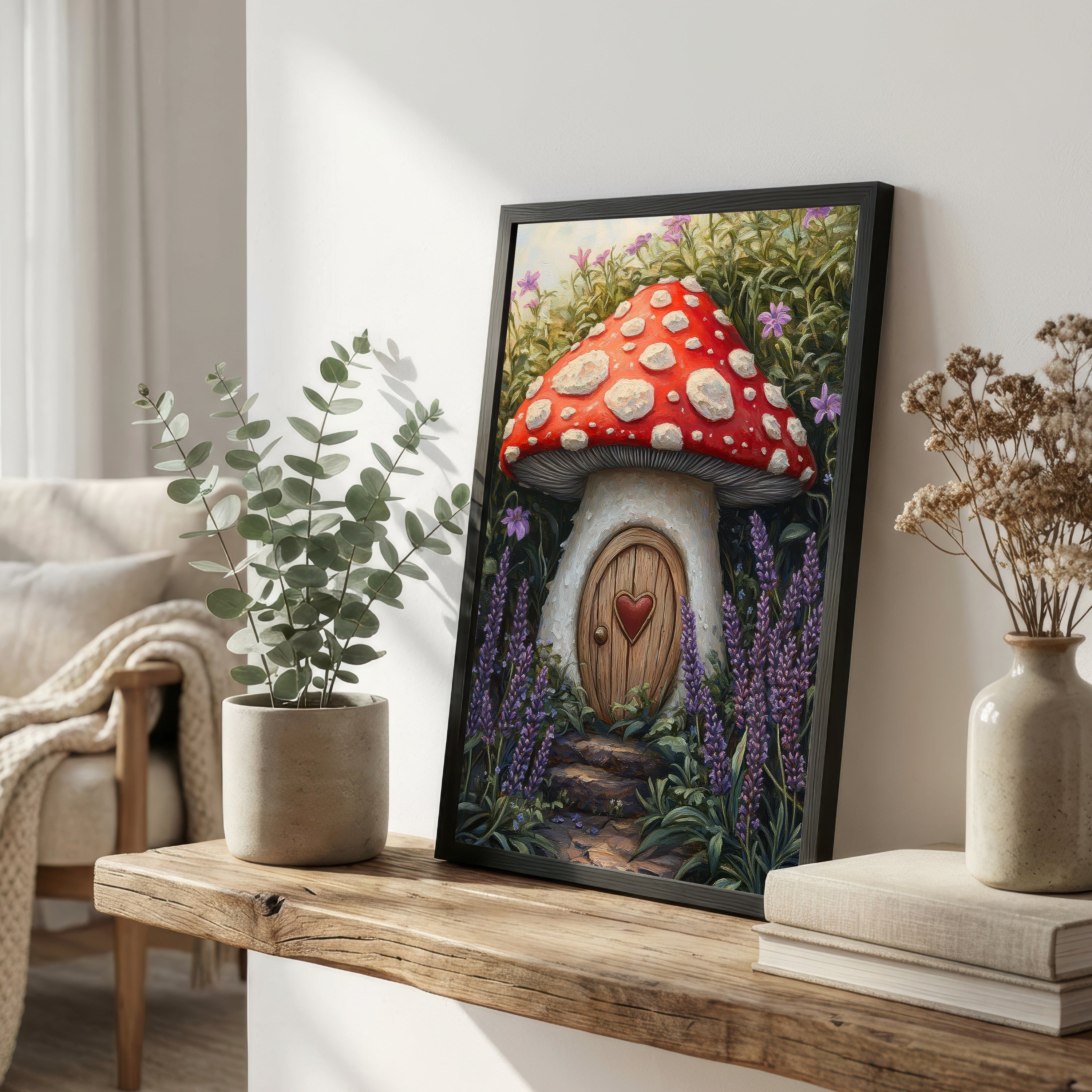Whimsical Mushroom Cottage Art Print