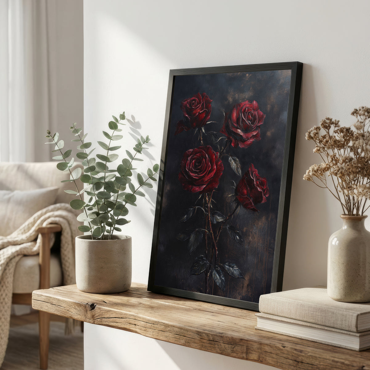 Dark Red Roses Art Print