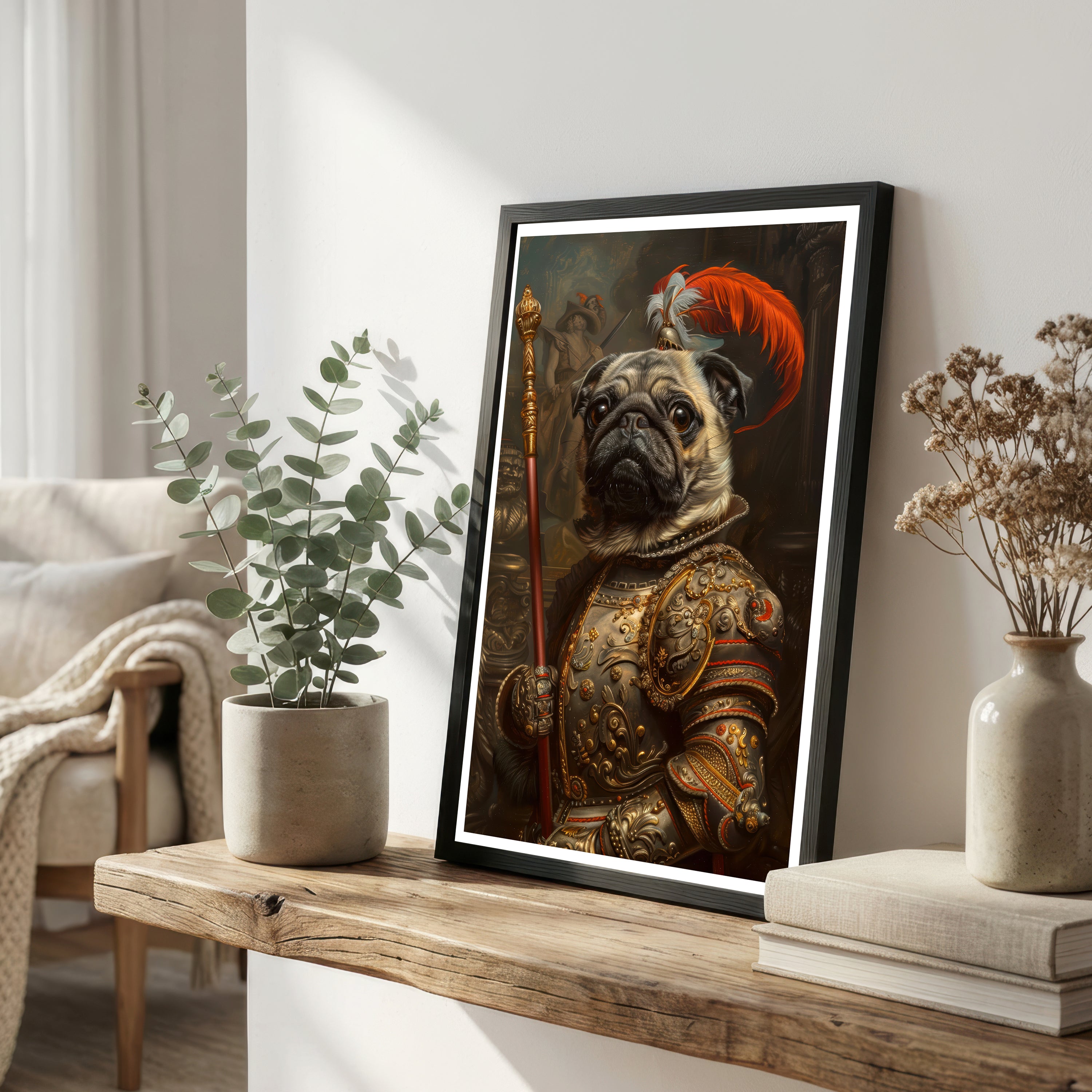 Armoured Pug Warrior Art Print