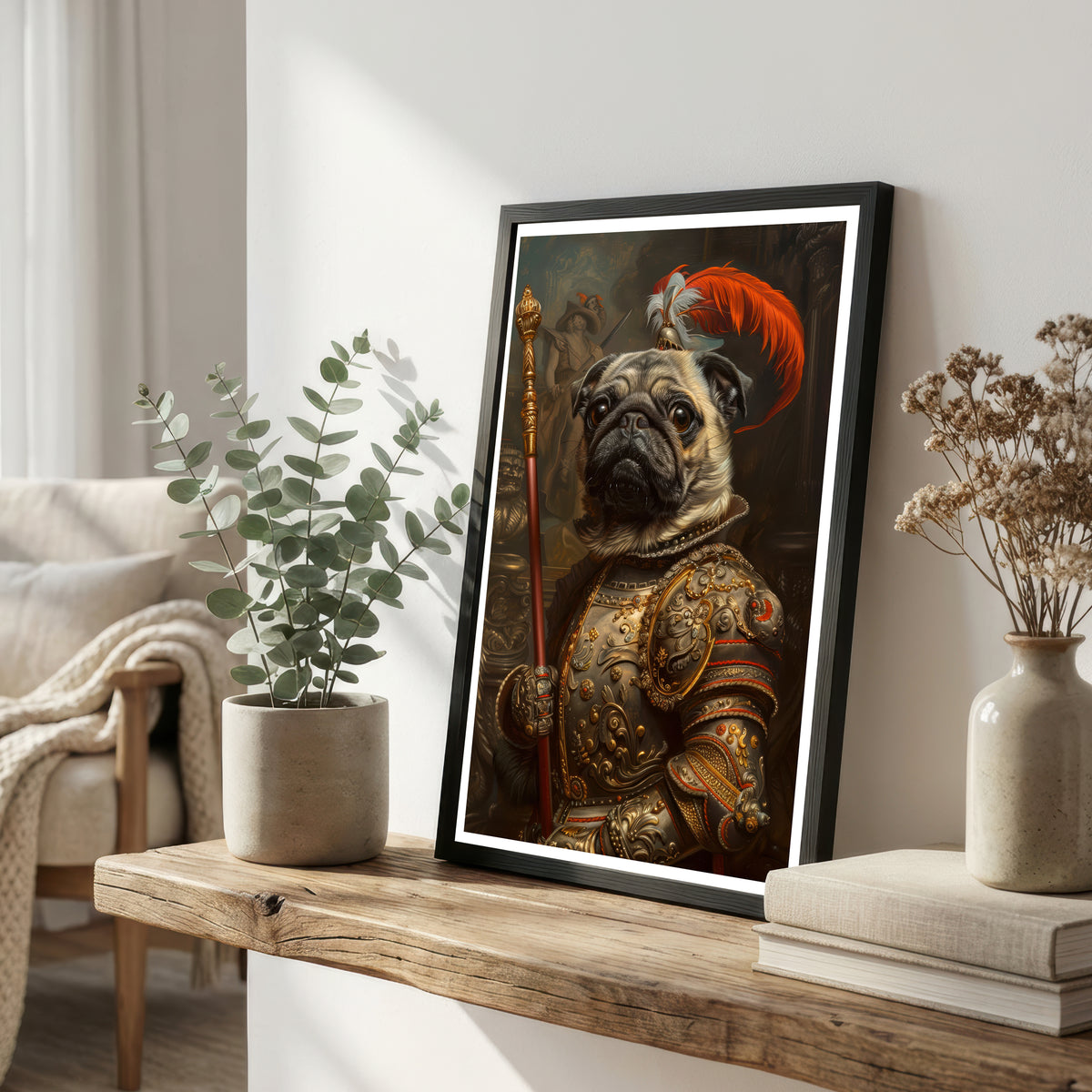Armoured Pug Warrior Art Print