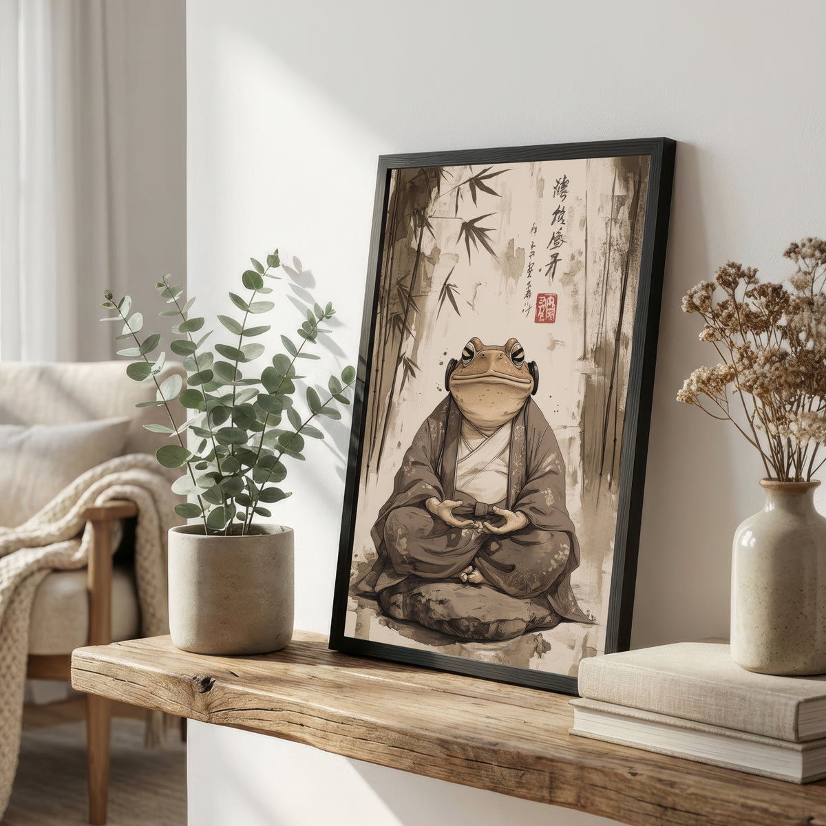 Japanese Frog Ink Art Print