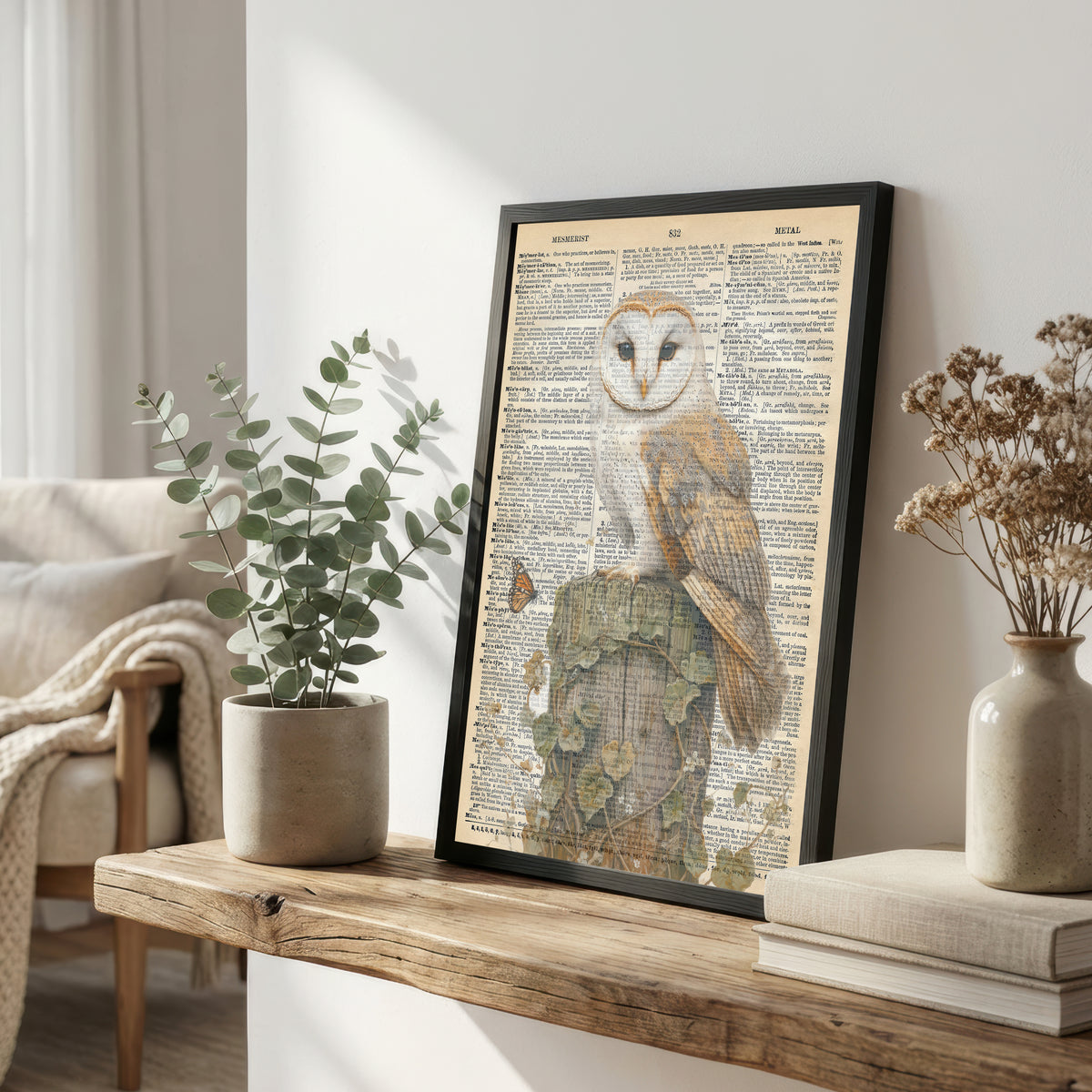 Vintage Dictionary Botanical Collage Art Print