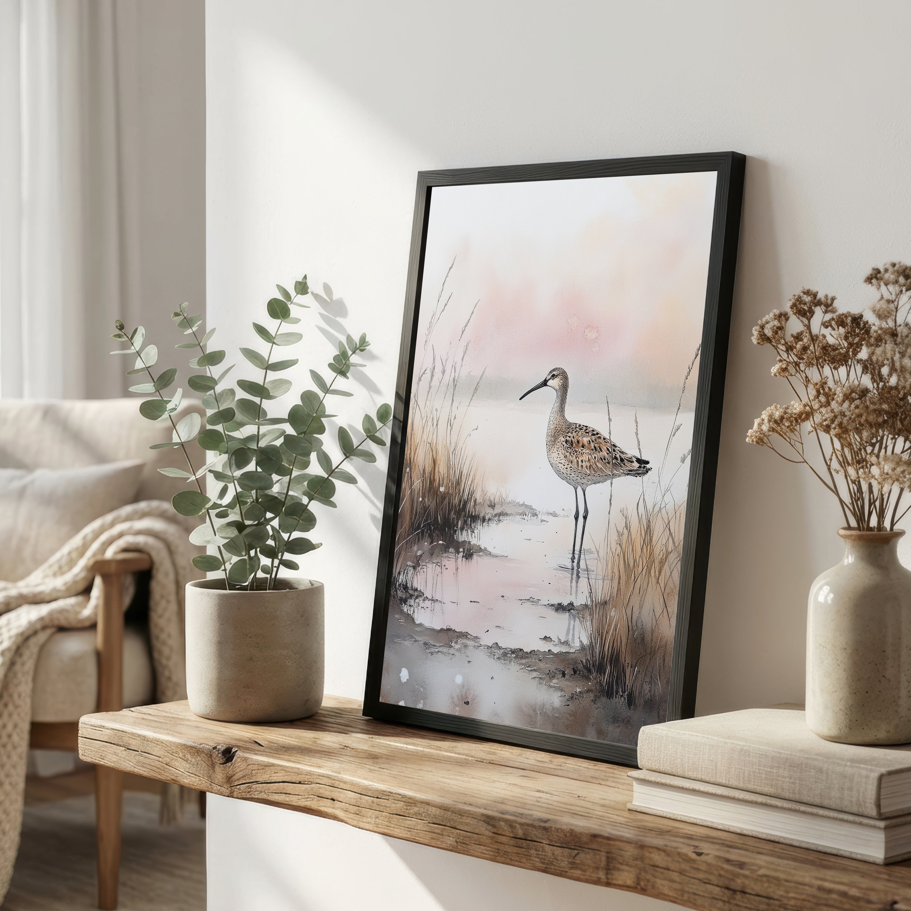 Long-Billed Wader Marsh Art Print
