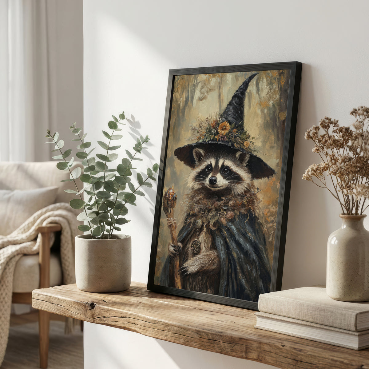 Raccoon Witch Art Print