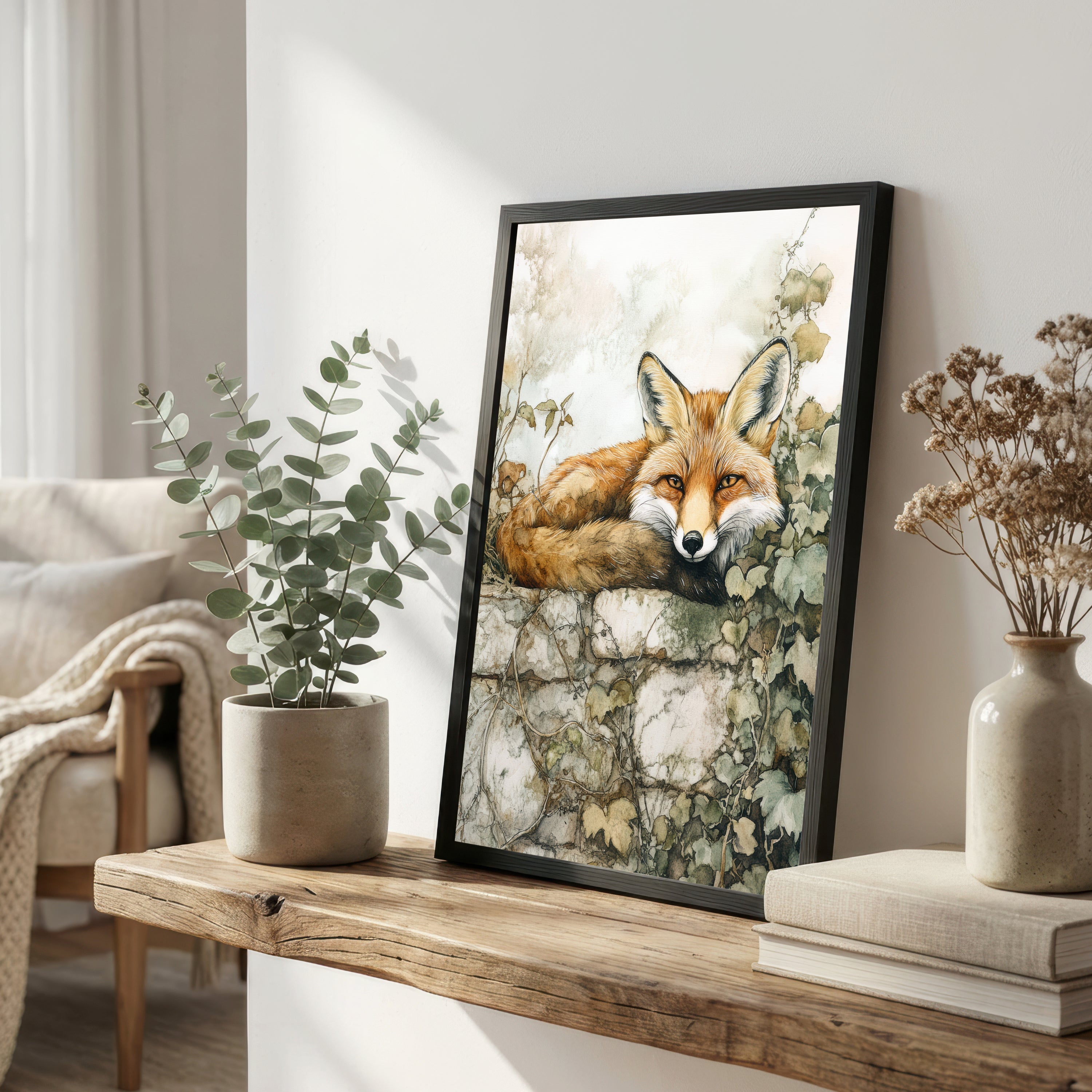 Resting Fox Woodland Art Print
