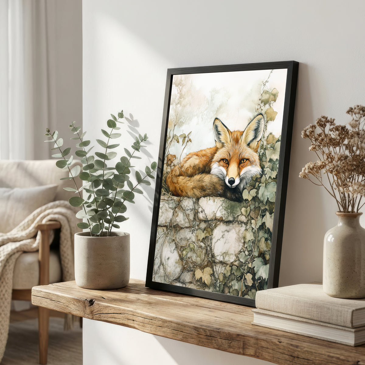 Resting Fox Woodland Art Print