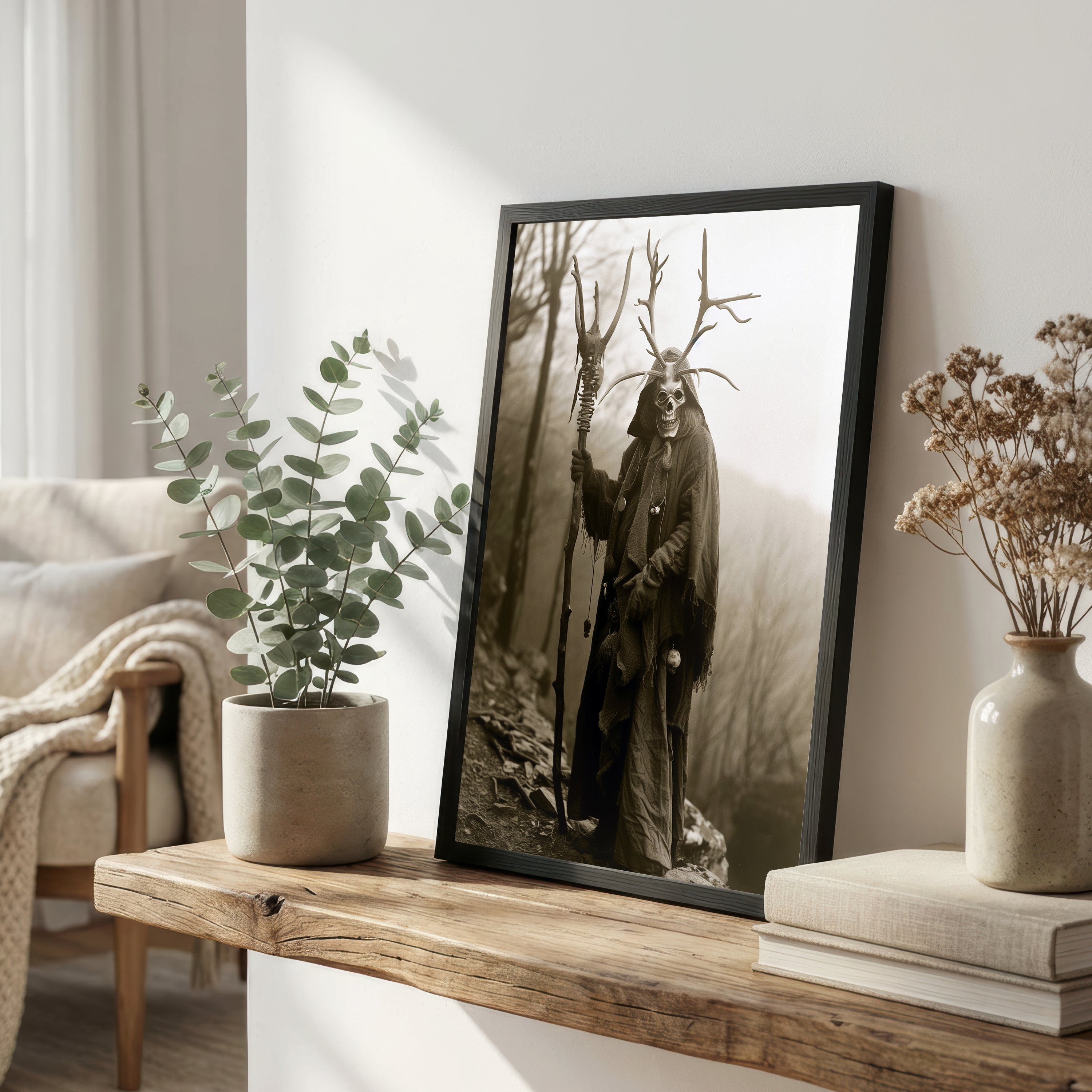 Antlered Grim Reaper Gothic Art Print