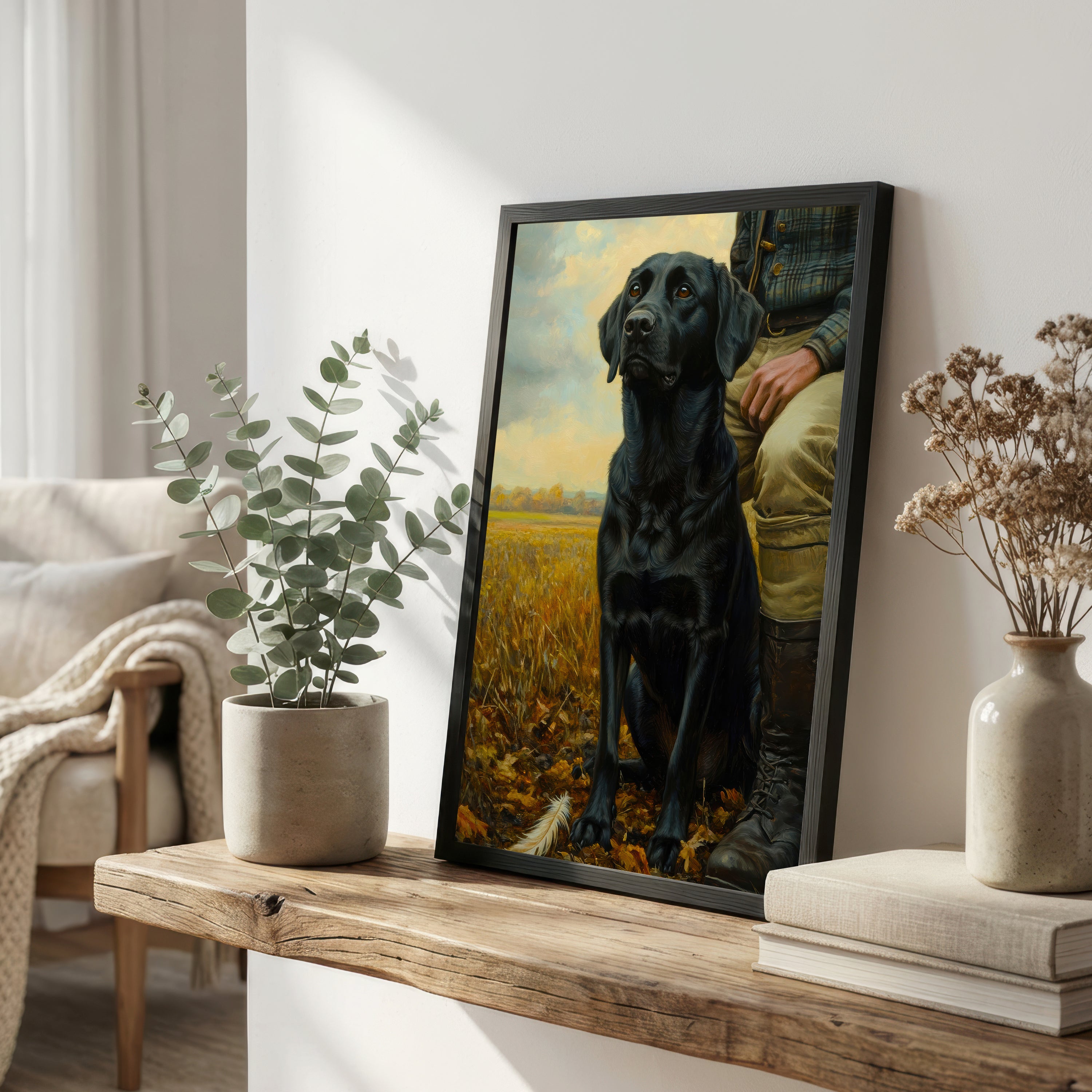 Black Labrador Countryside Art Print