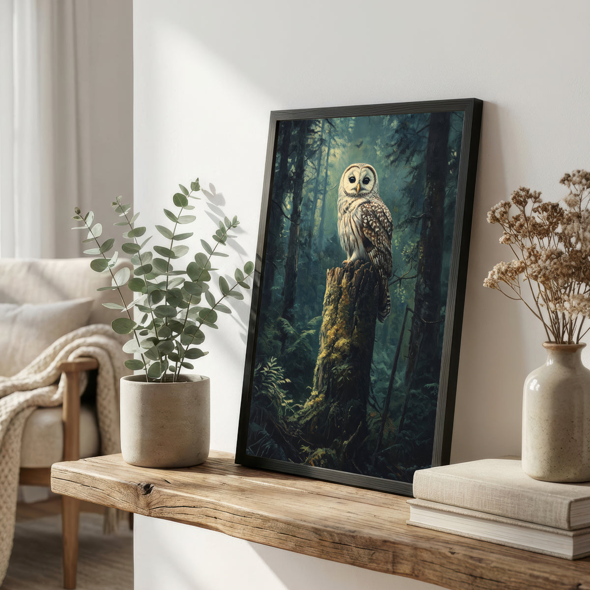 Owl in Forest Art Print