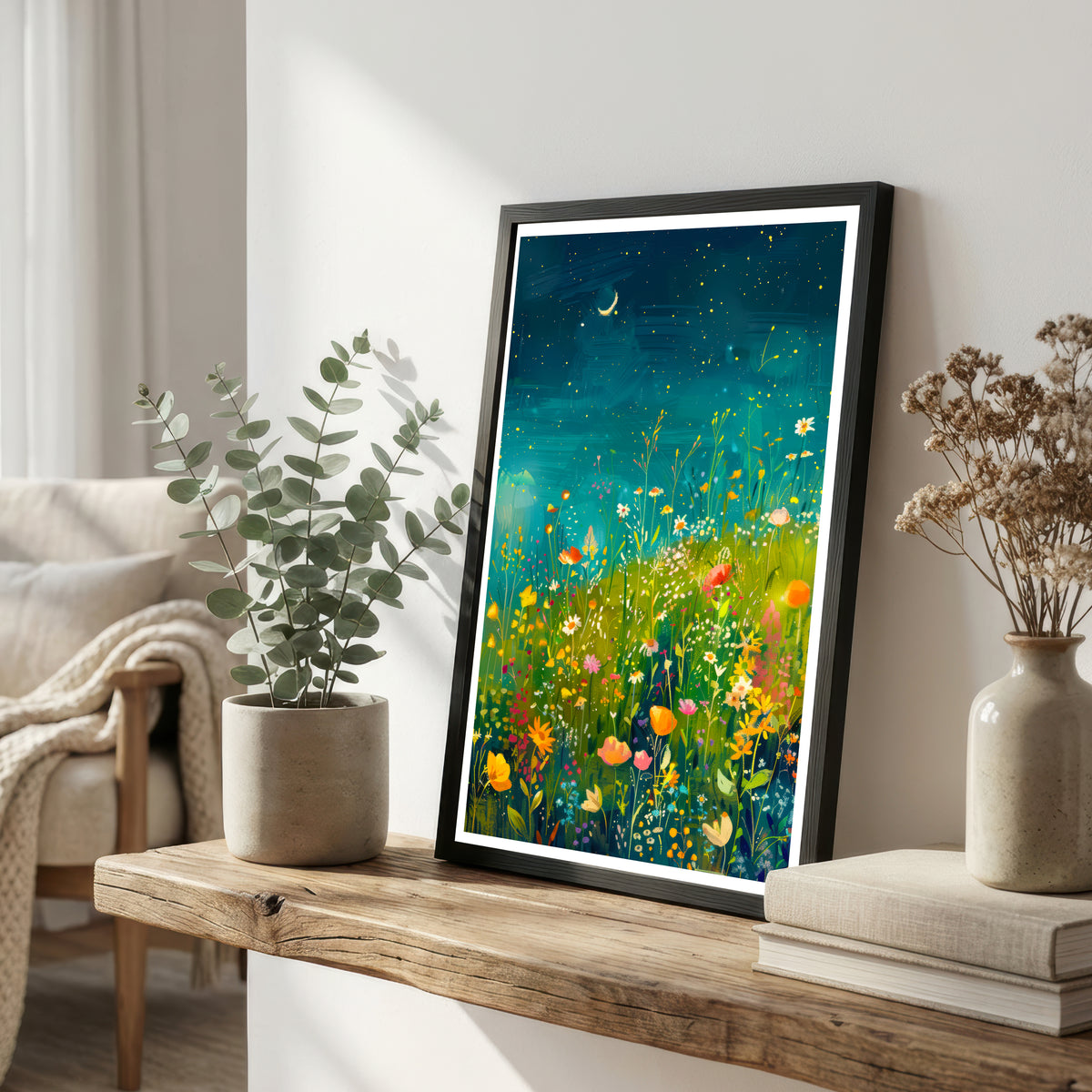 Starry Wildflower Meadow Art Print