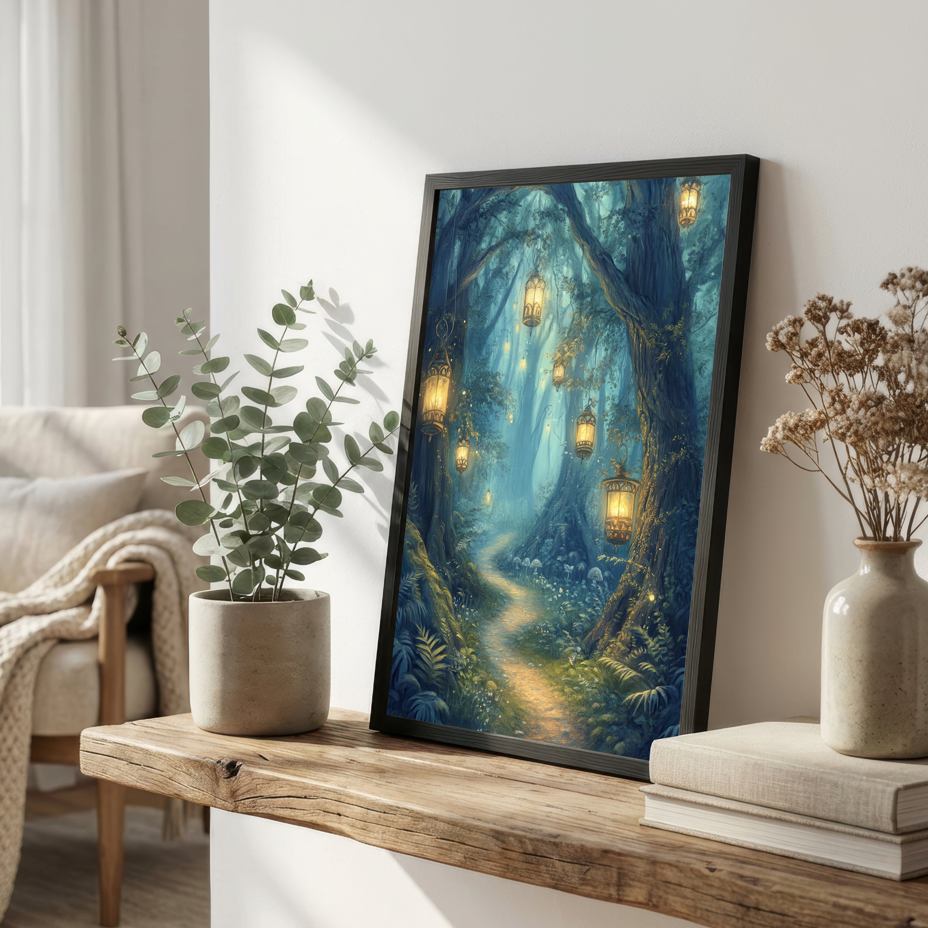 Enchanted Forest Lanterns Art Print