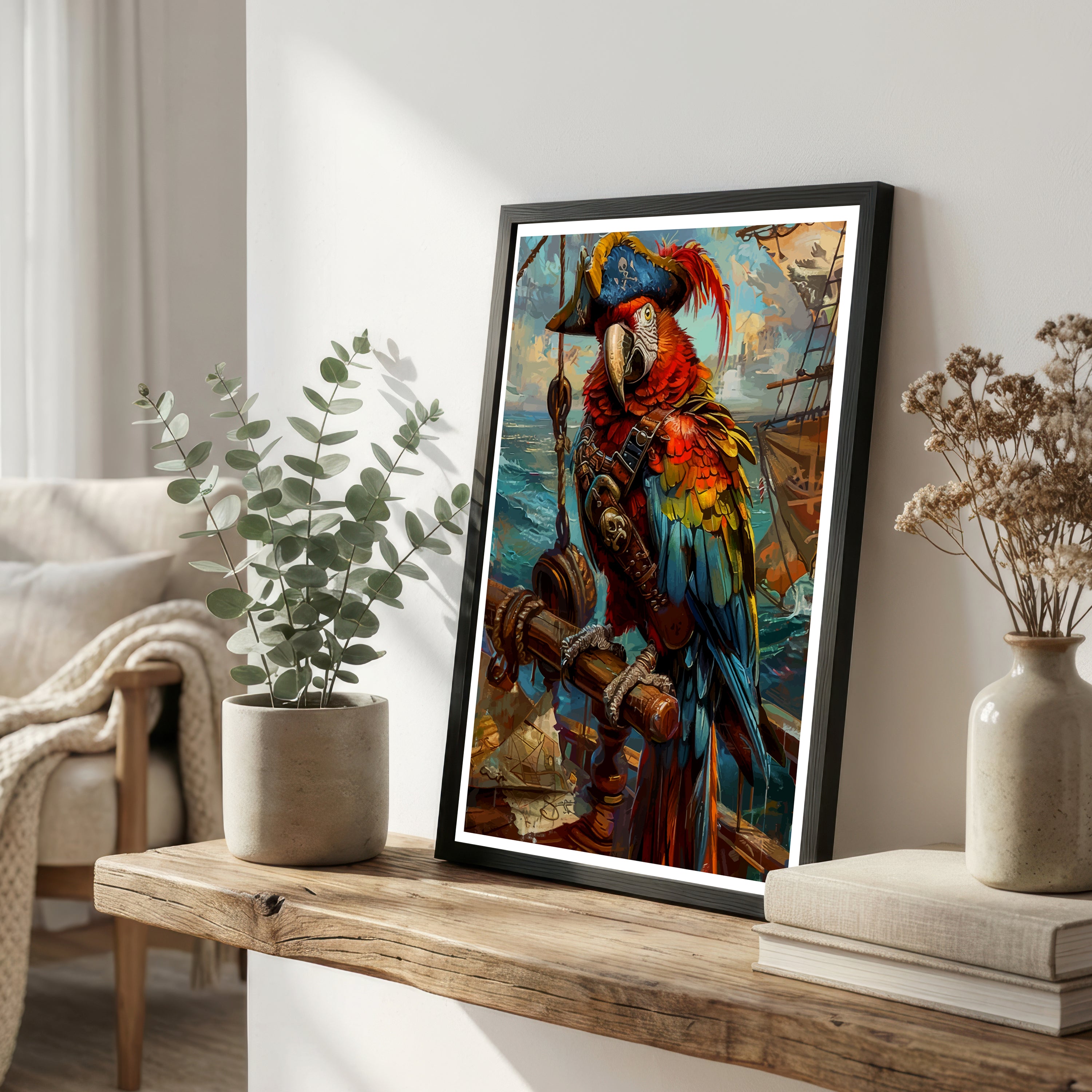 Pirate Parrot Macaw Art Print