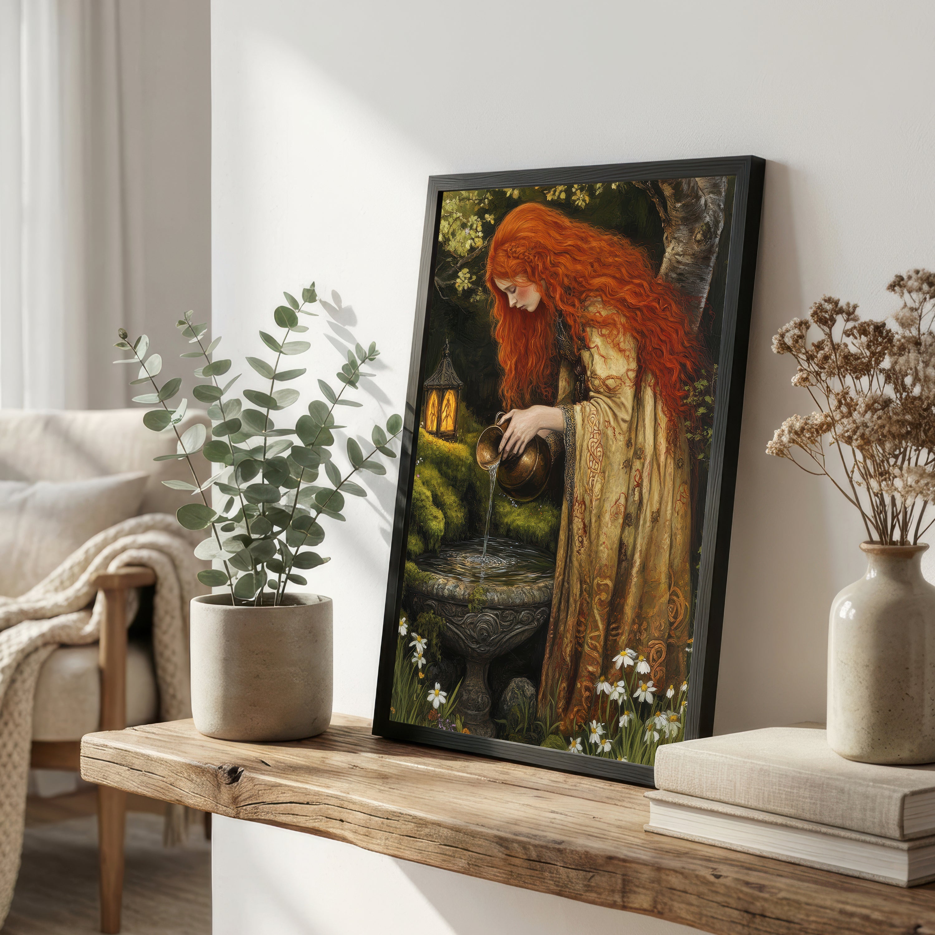 Red-Haired Forest Woman Art Print