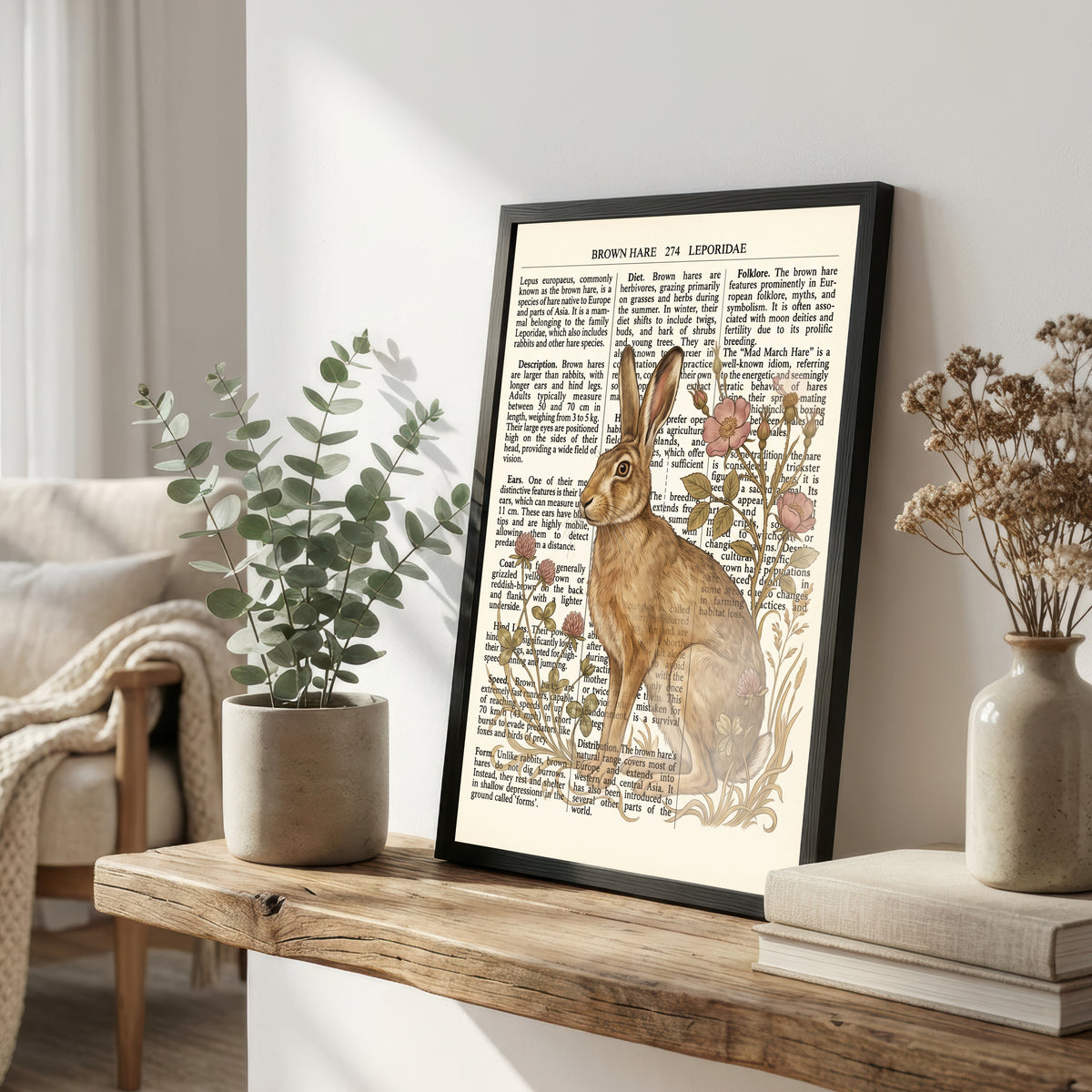 Brown Hare Botanical Art Print