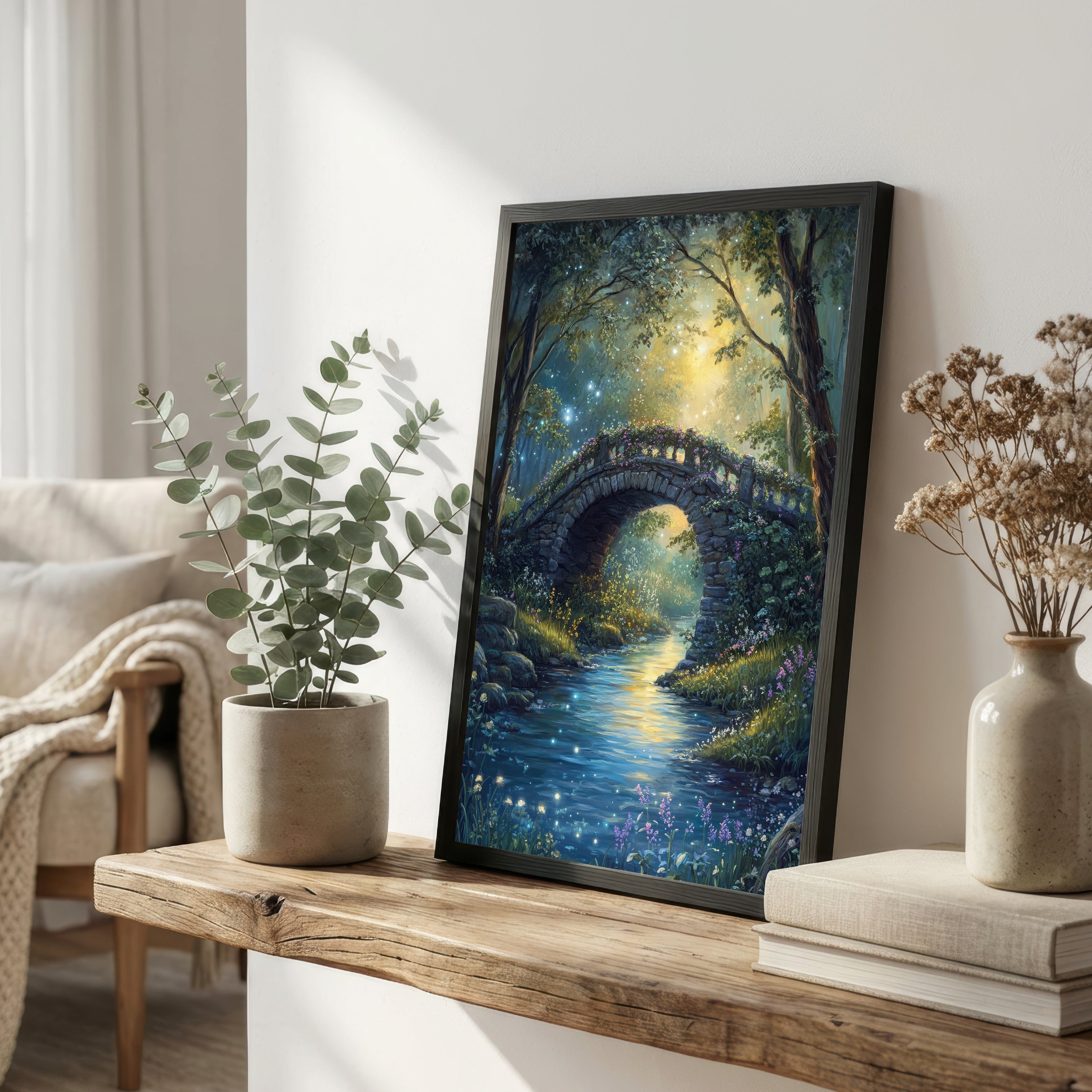 Enchanted Woodland Bridge Art Print
