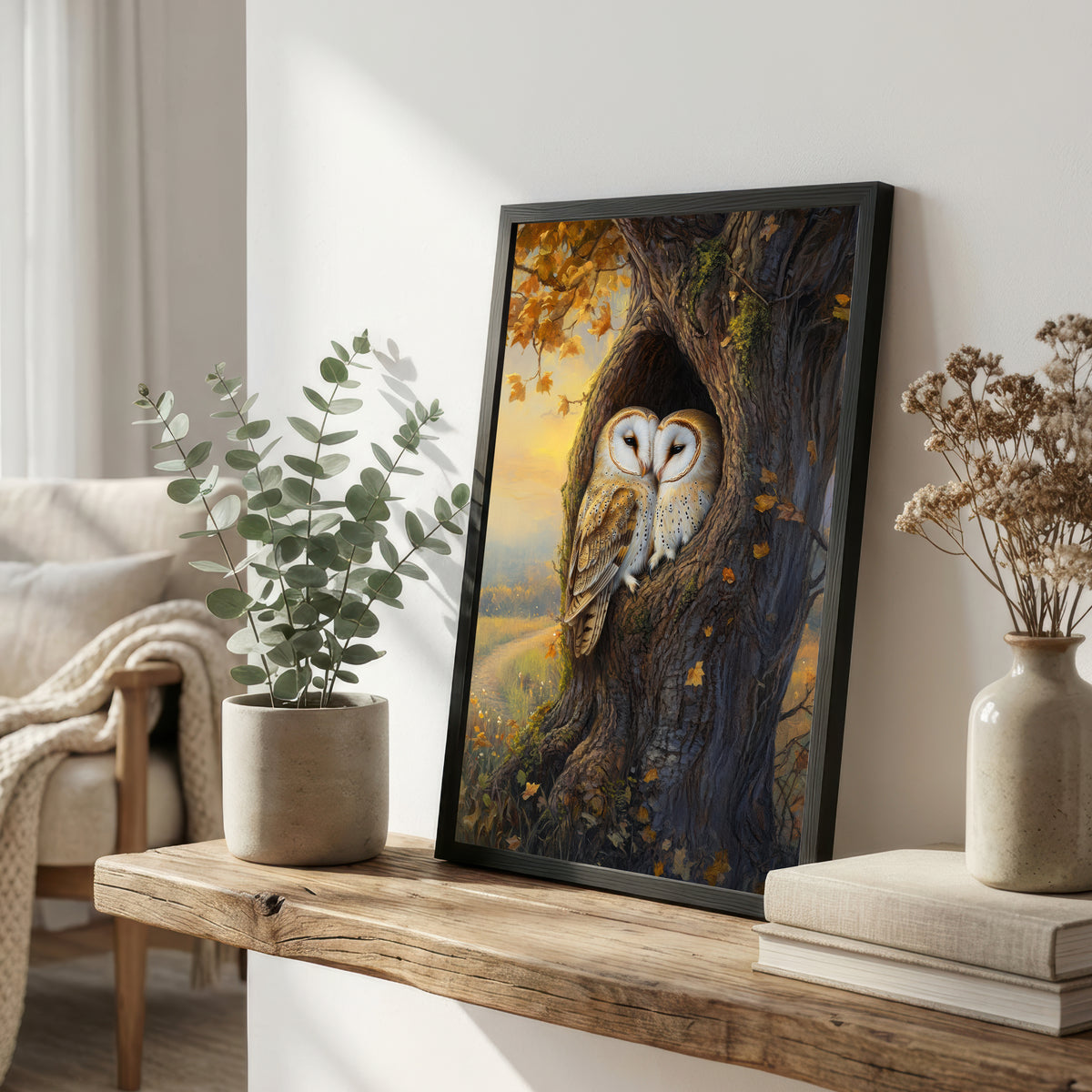 Barn Owl Pair Woodland Art Print
