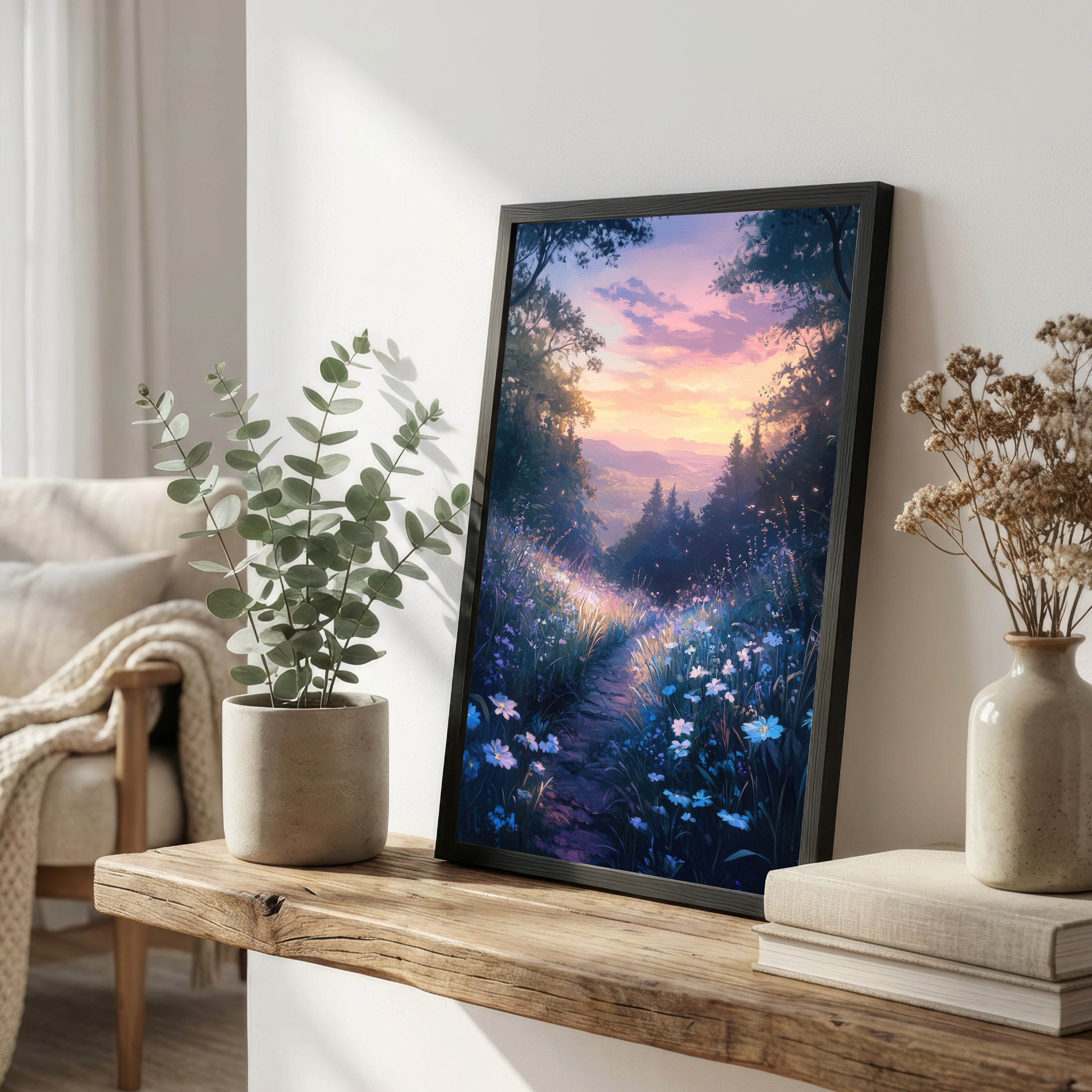 Dreamy Woodland Sunset Art Print