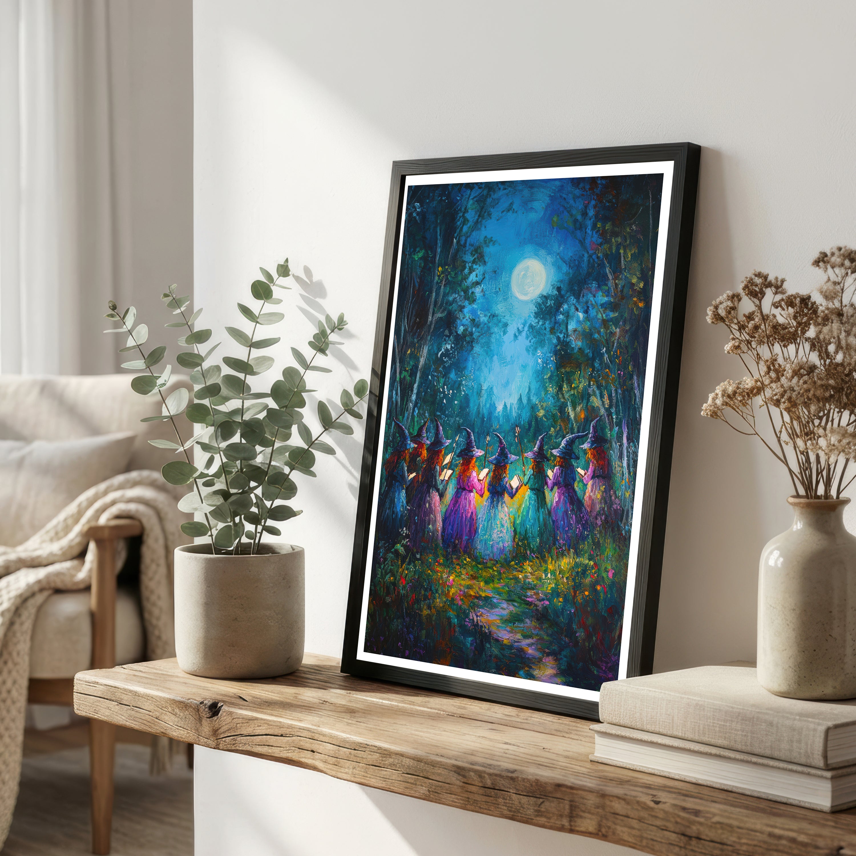 Moonlit Witches Forest Art Print