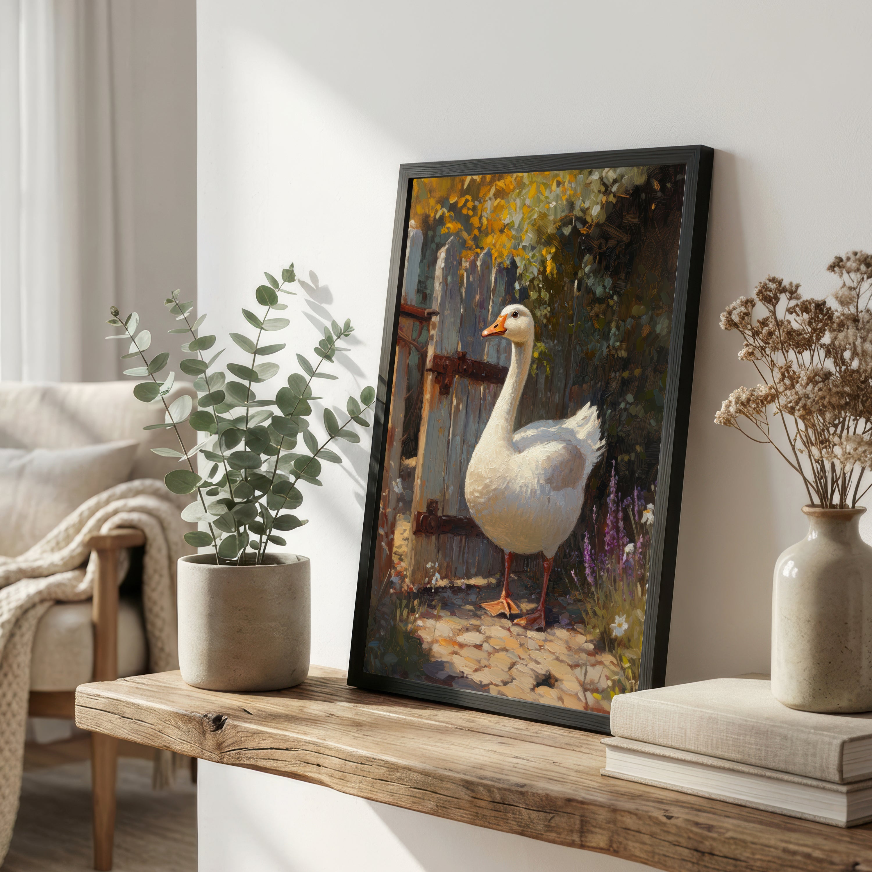 White Goose Garden Art Print