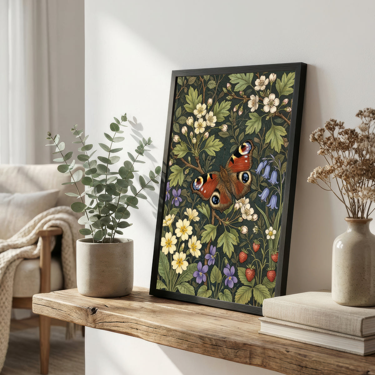 Peacock Butterfly Botanical Art Print