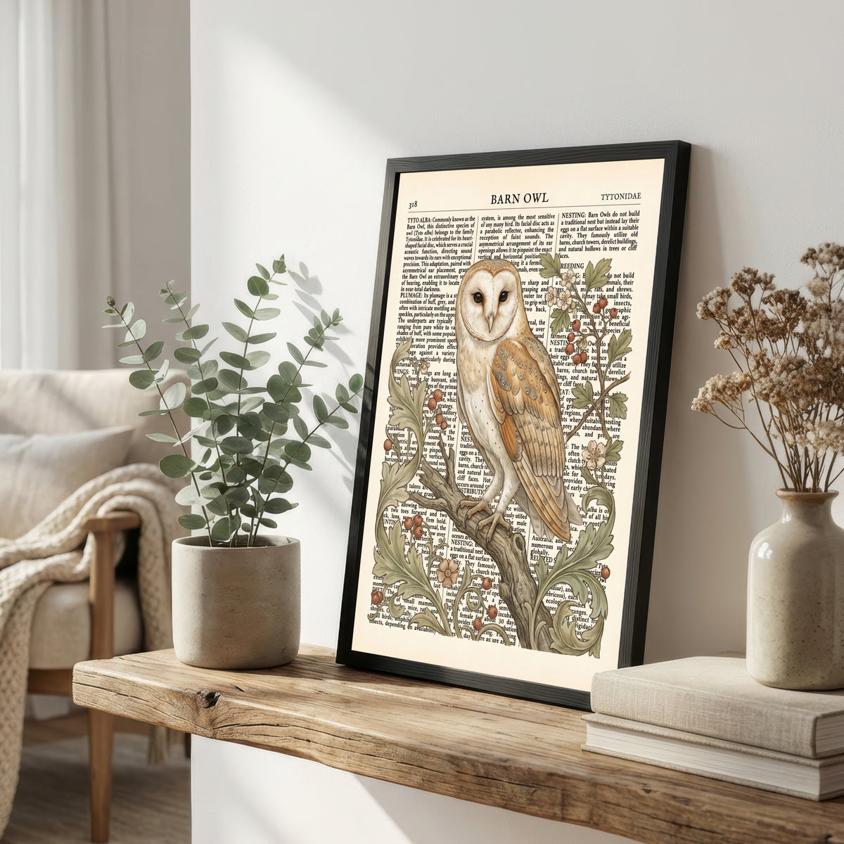 Barn Owl Botanical Art Print