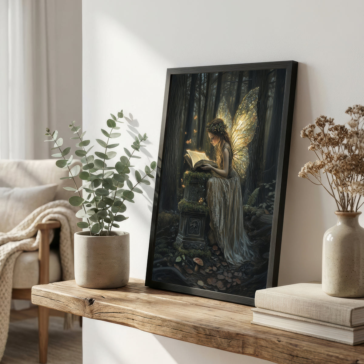 Fairy Reading in Enchanted Forest Art Print