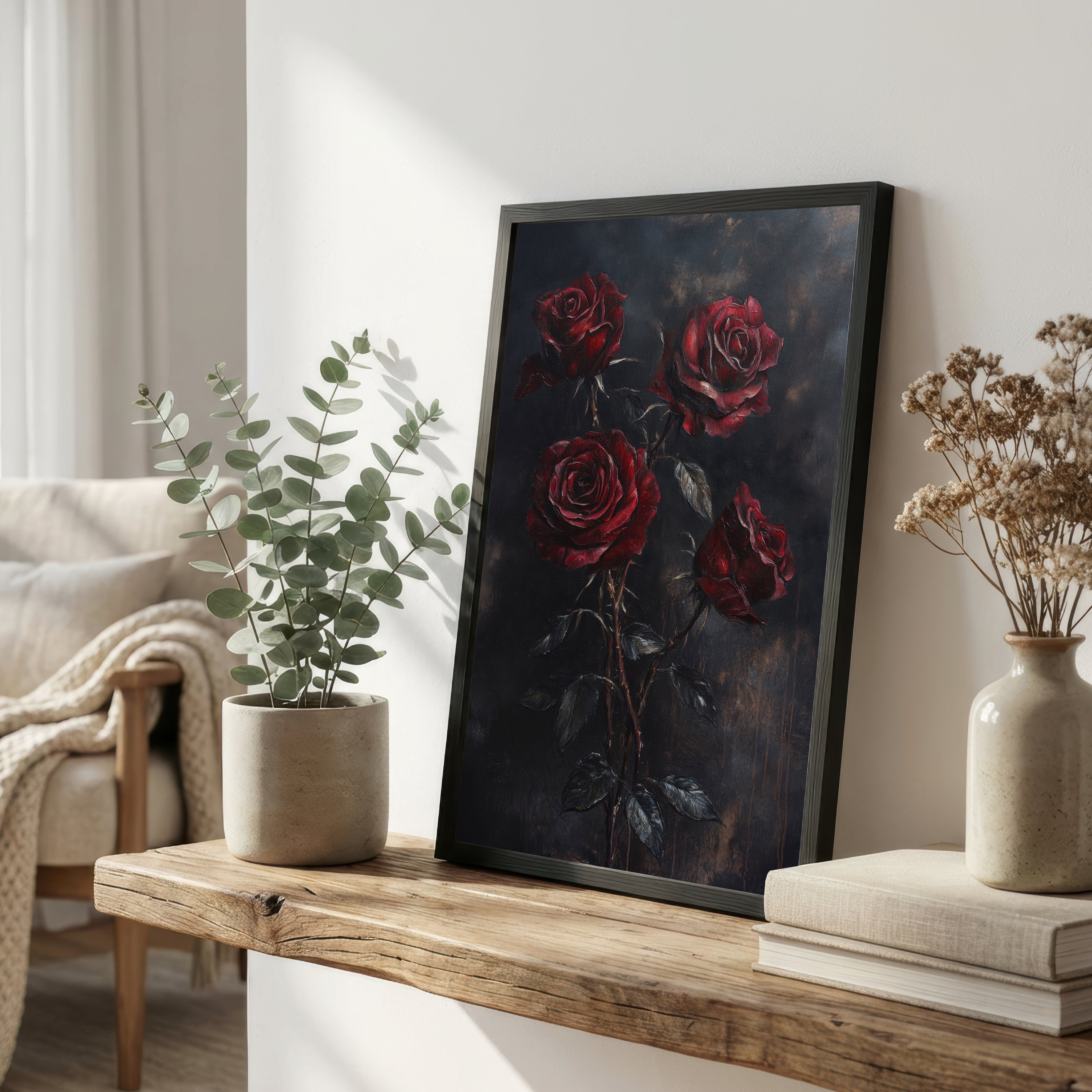 Dark Red Rose Bouquet Art Print