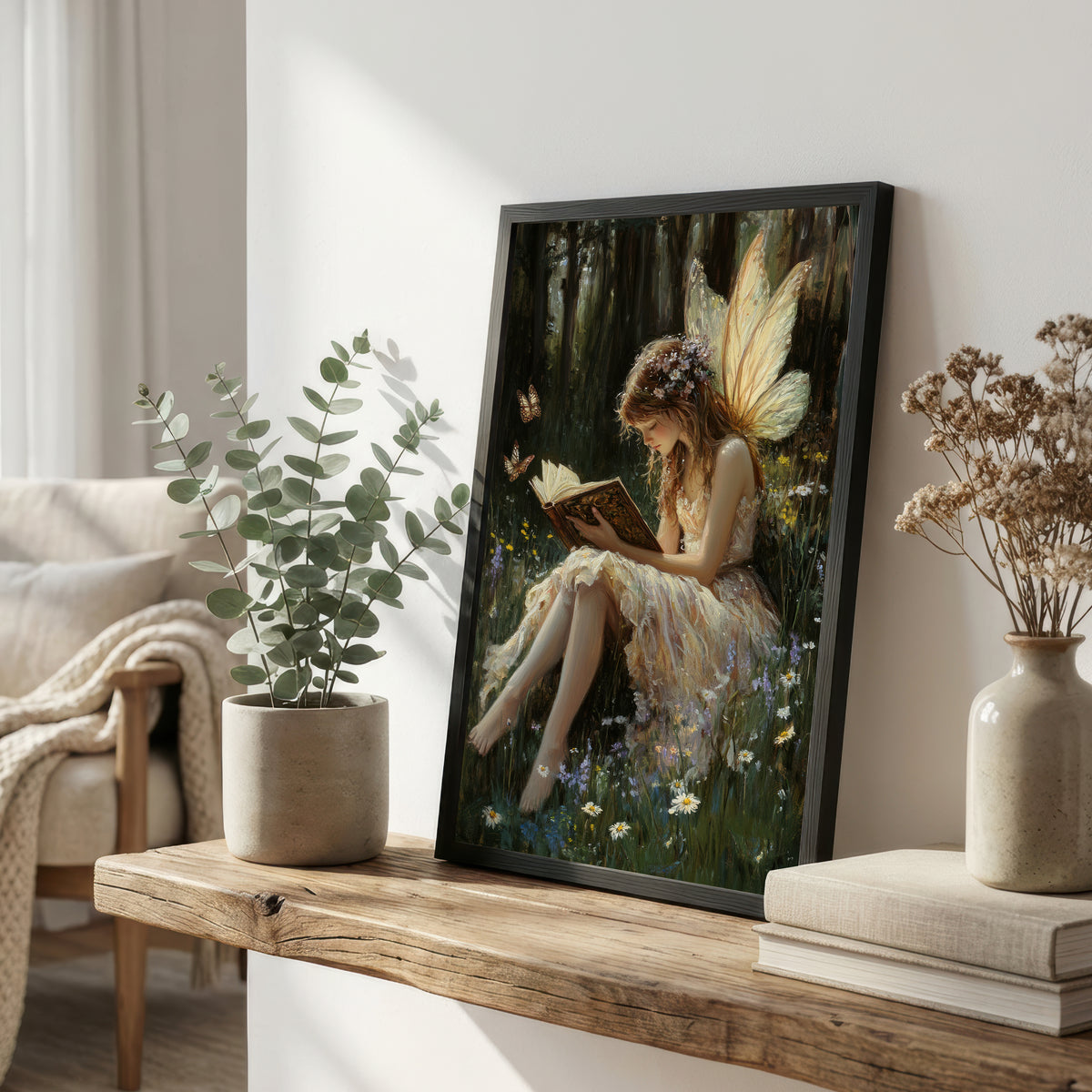 Fairy Reading in the Forest Art Print