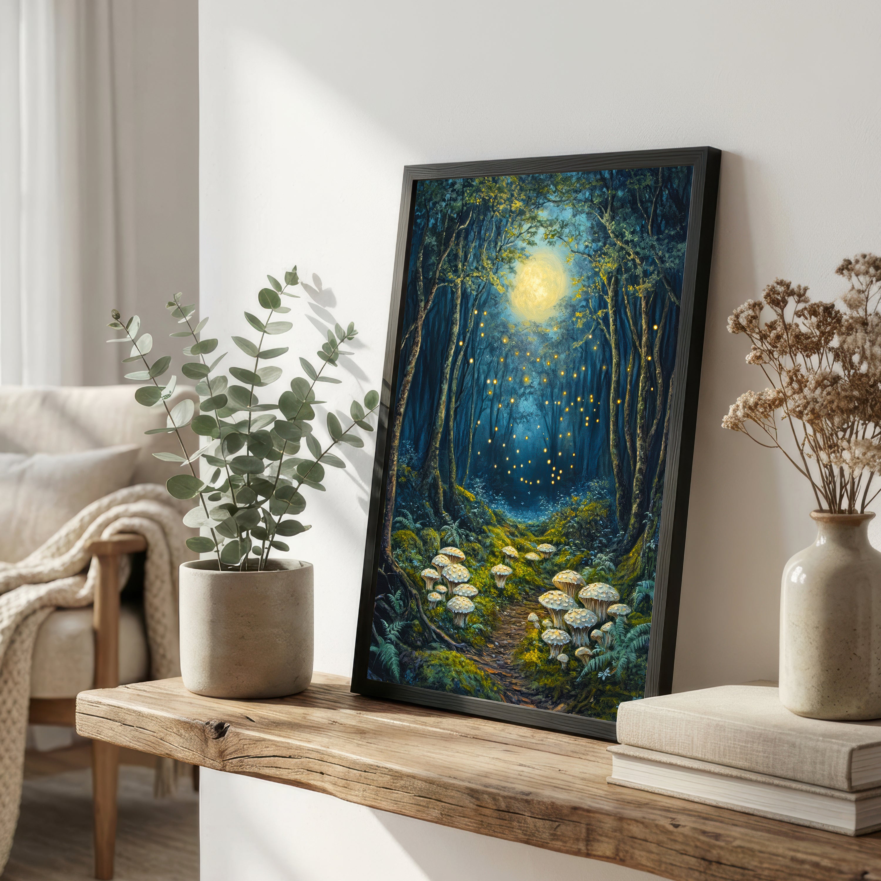 Enchanted Moonlit Forest Art Print