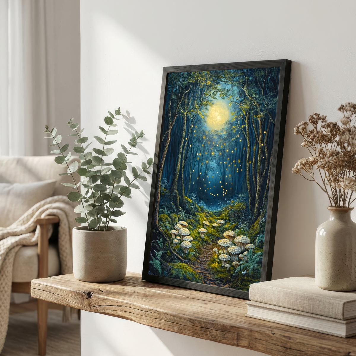 Enchanted Moonlit Forest Art Print
