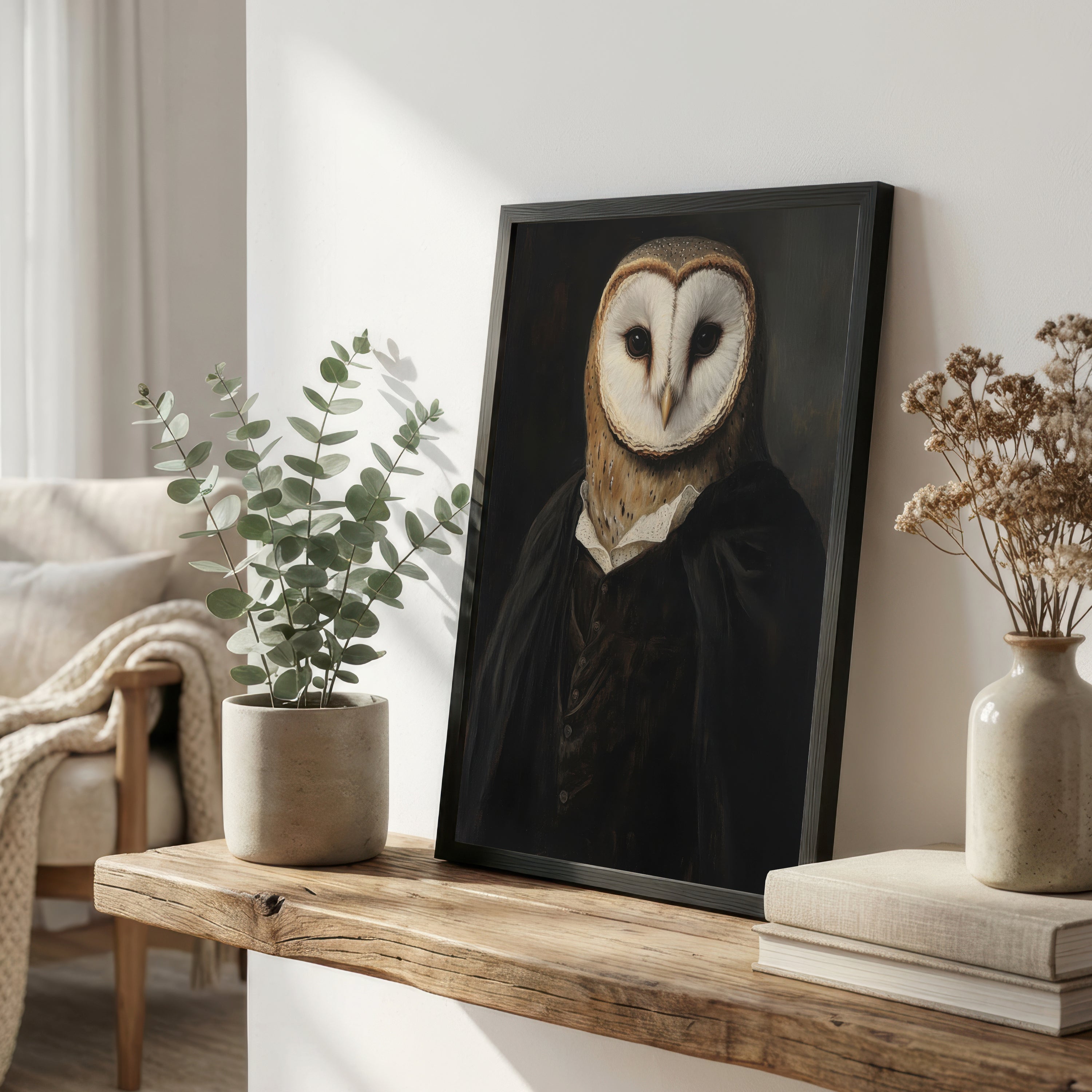 Barn Owl Gothic Portrait Art Print
