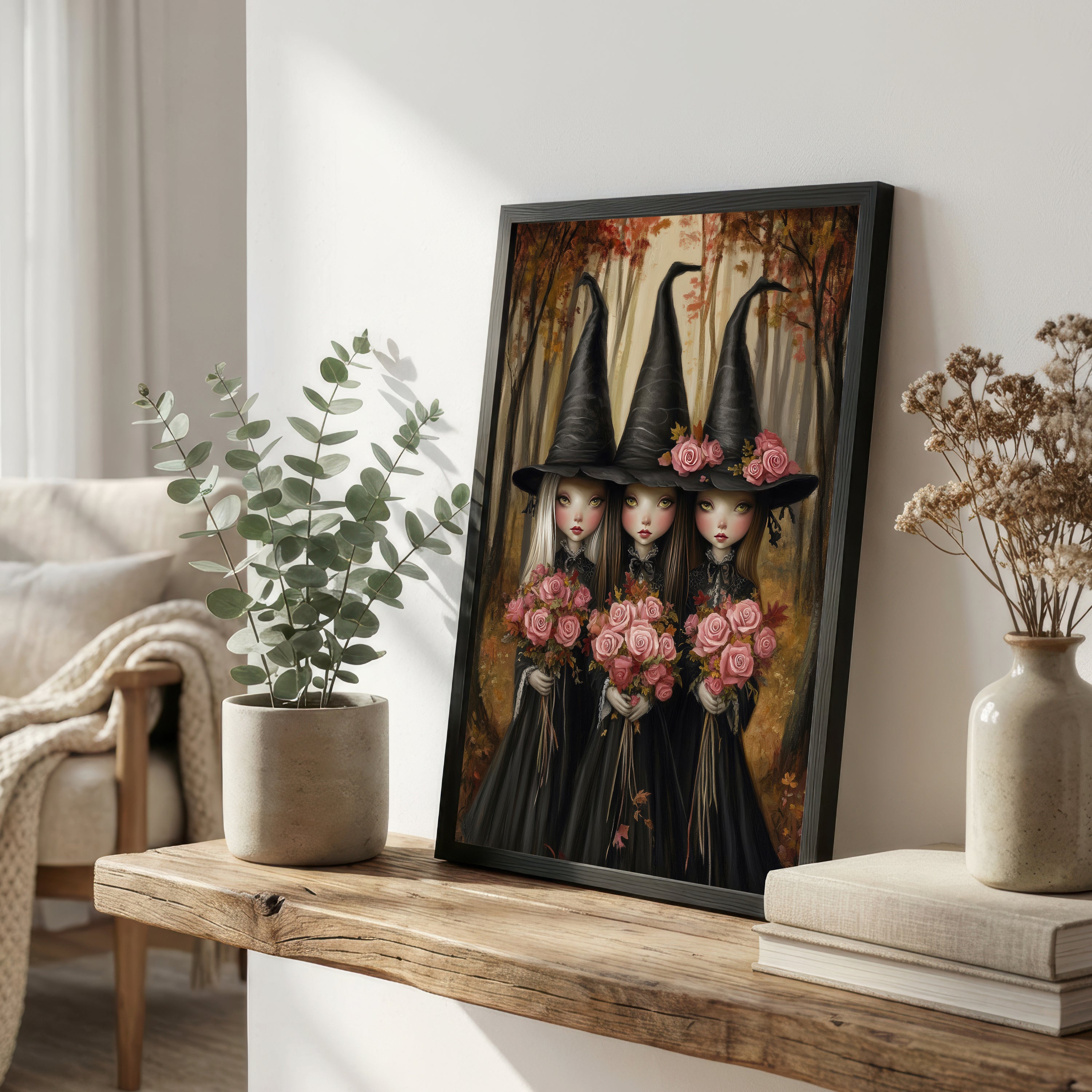 Three Witch Sisters Rose Art Print