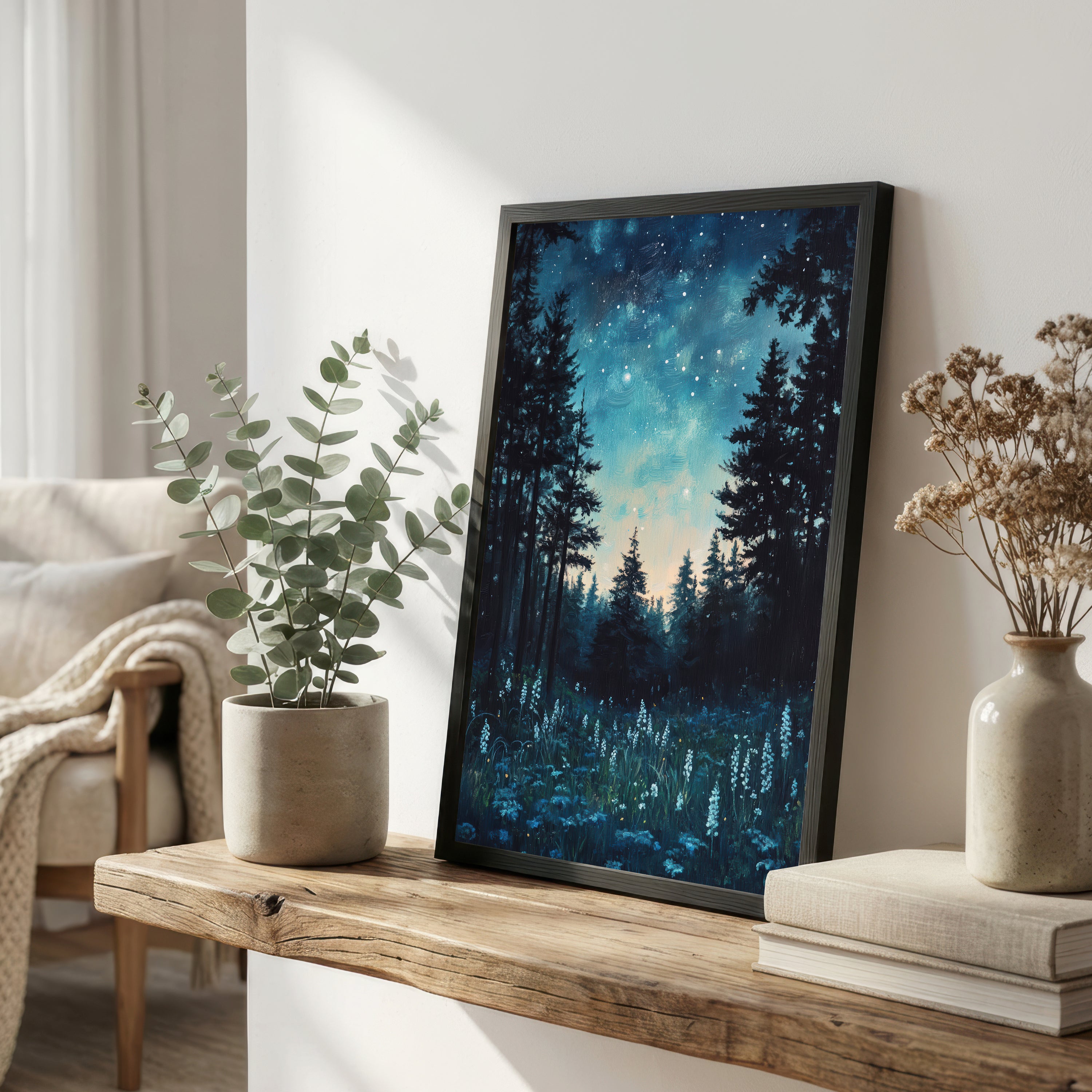 Starry Night Forest Art Print