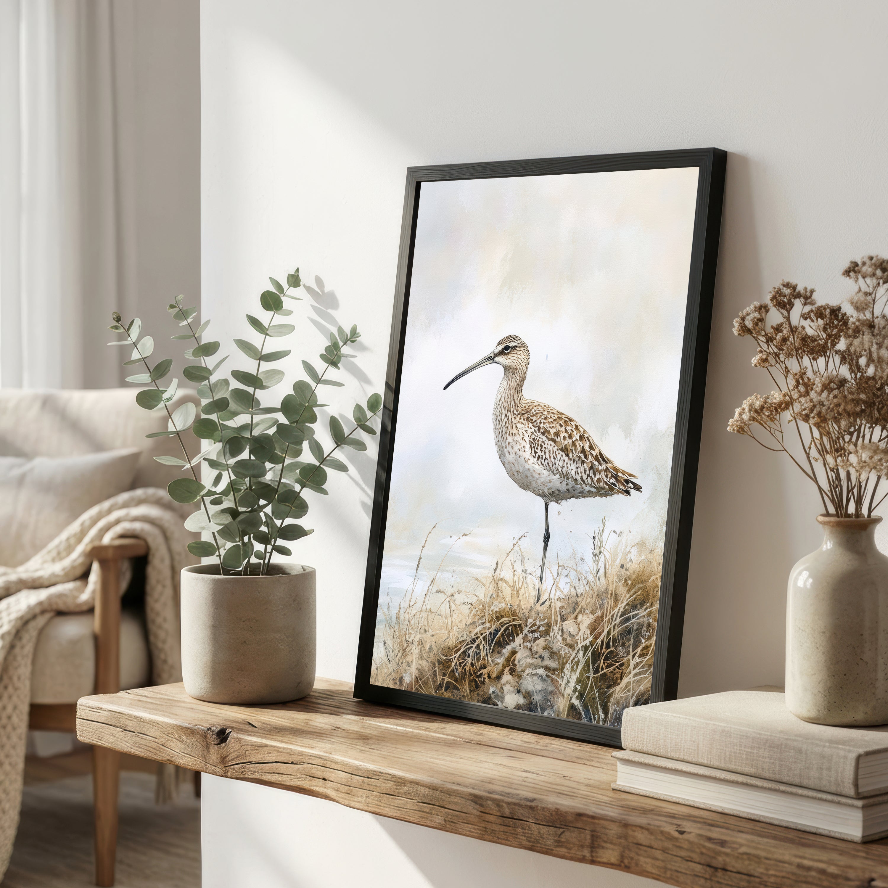Curlew Coastal Watercolour Art Print