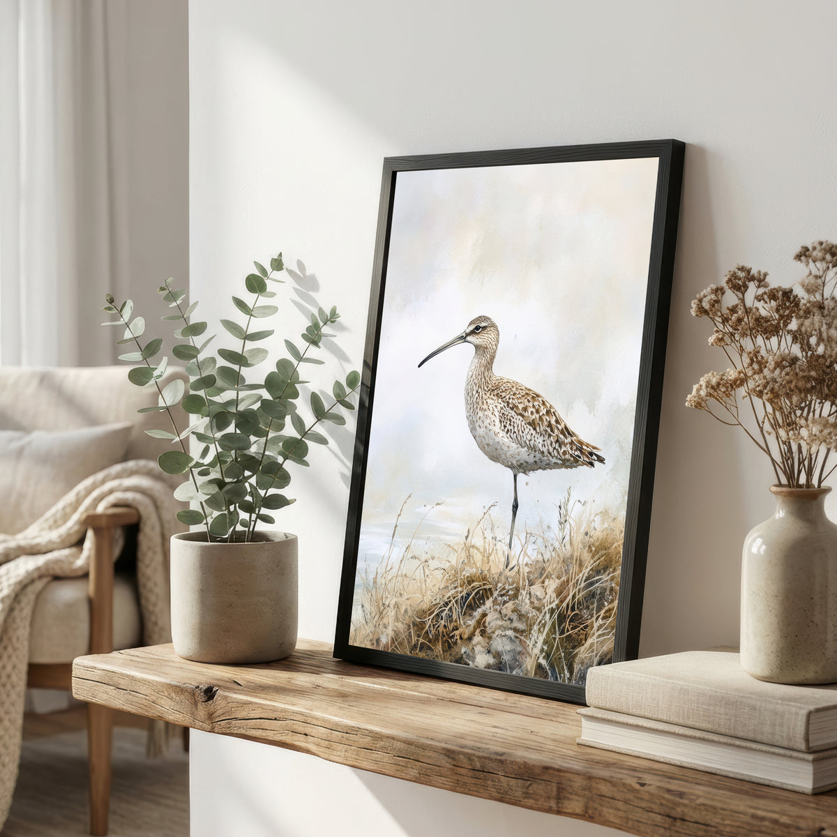Curlew Coastal Watercolour Art Print