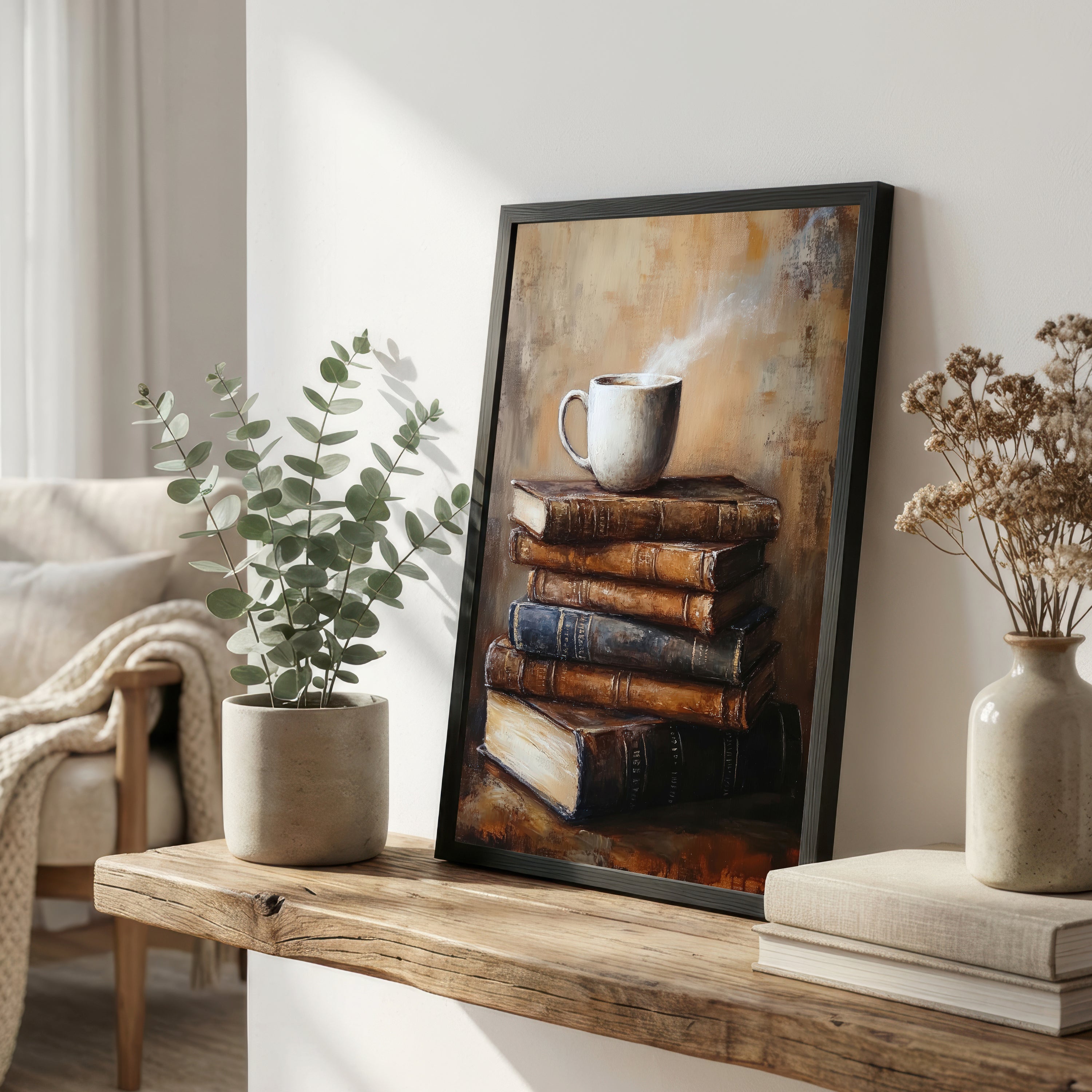 Coffee Cup on Books Art Print