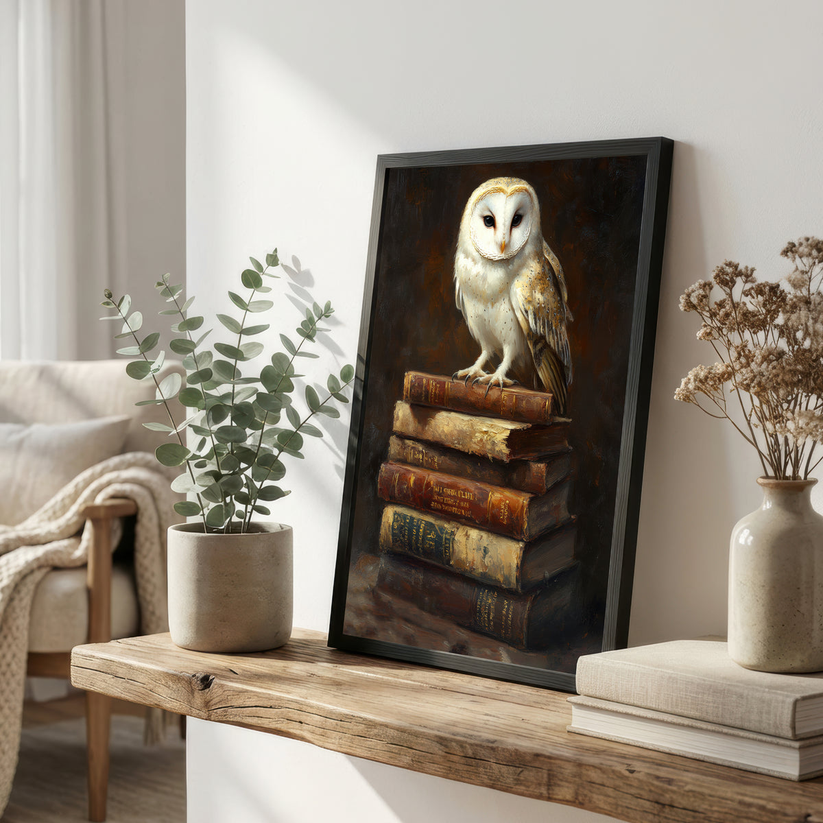 Barn Owl Dark Academia Art Print