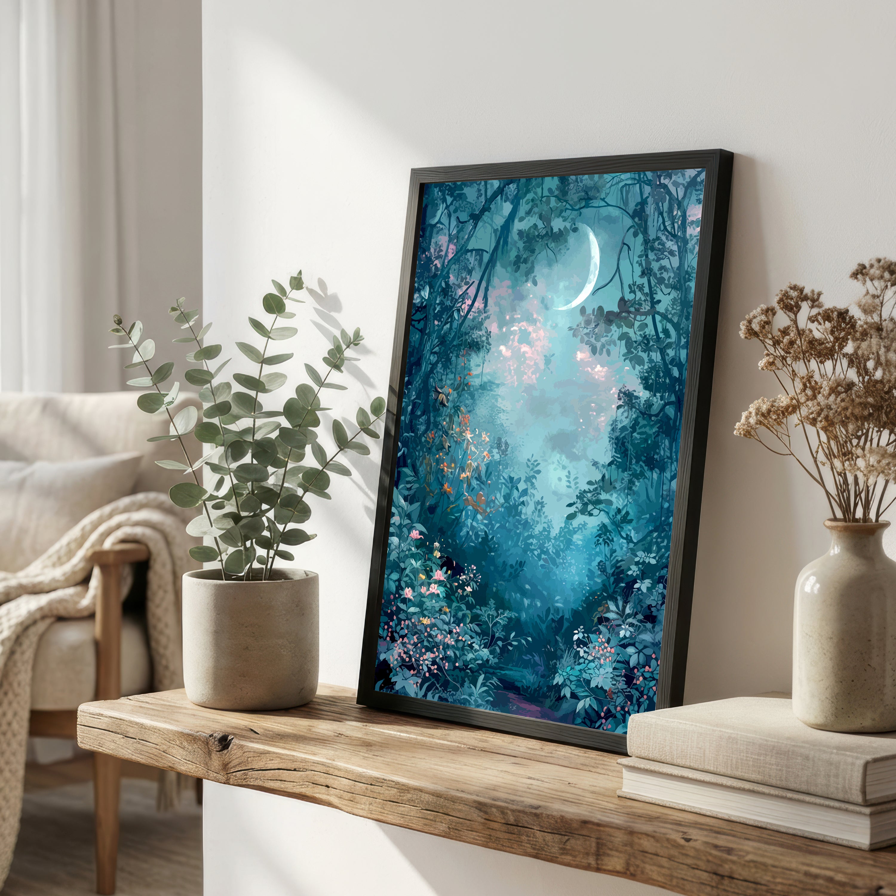 Moonlit Forest Path Art Print