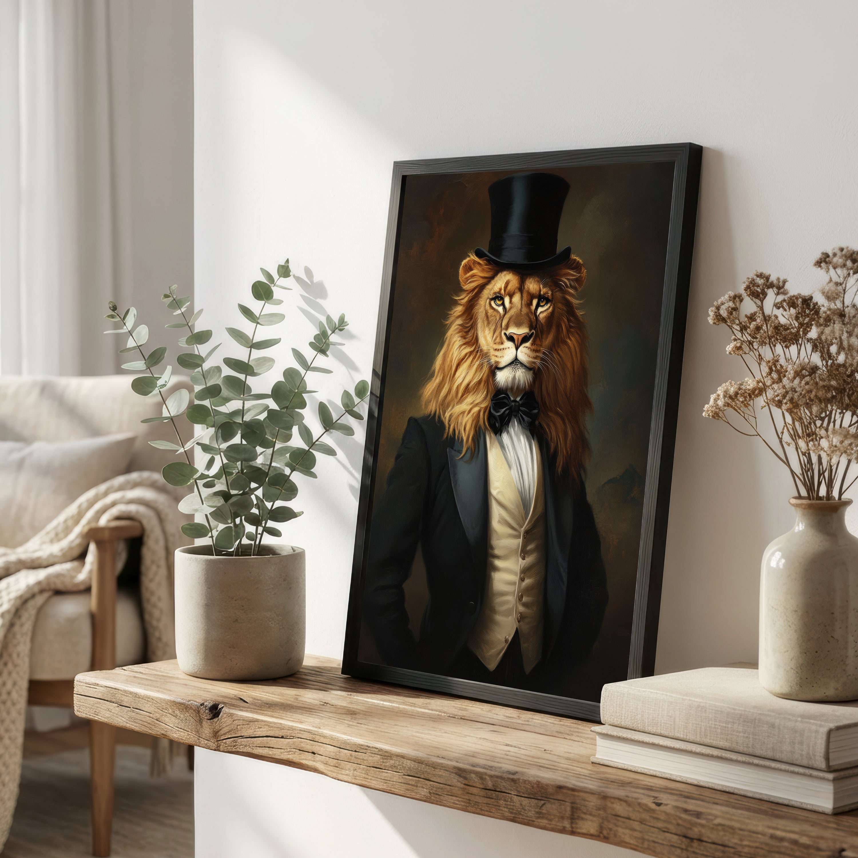 Lion in Top Hat Art Print