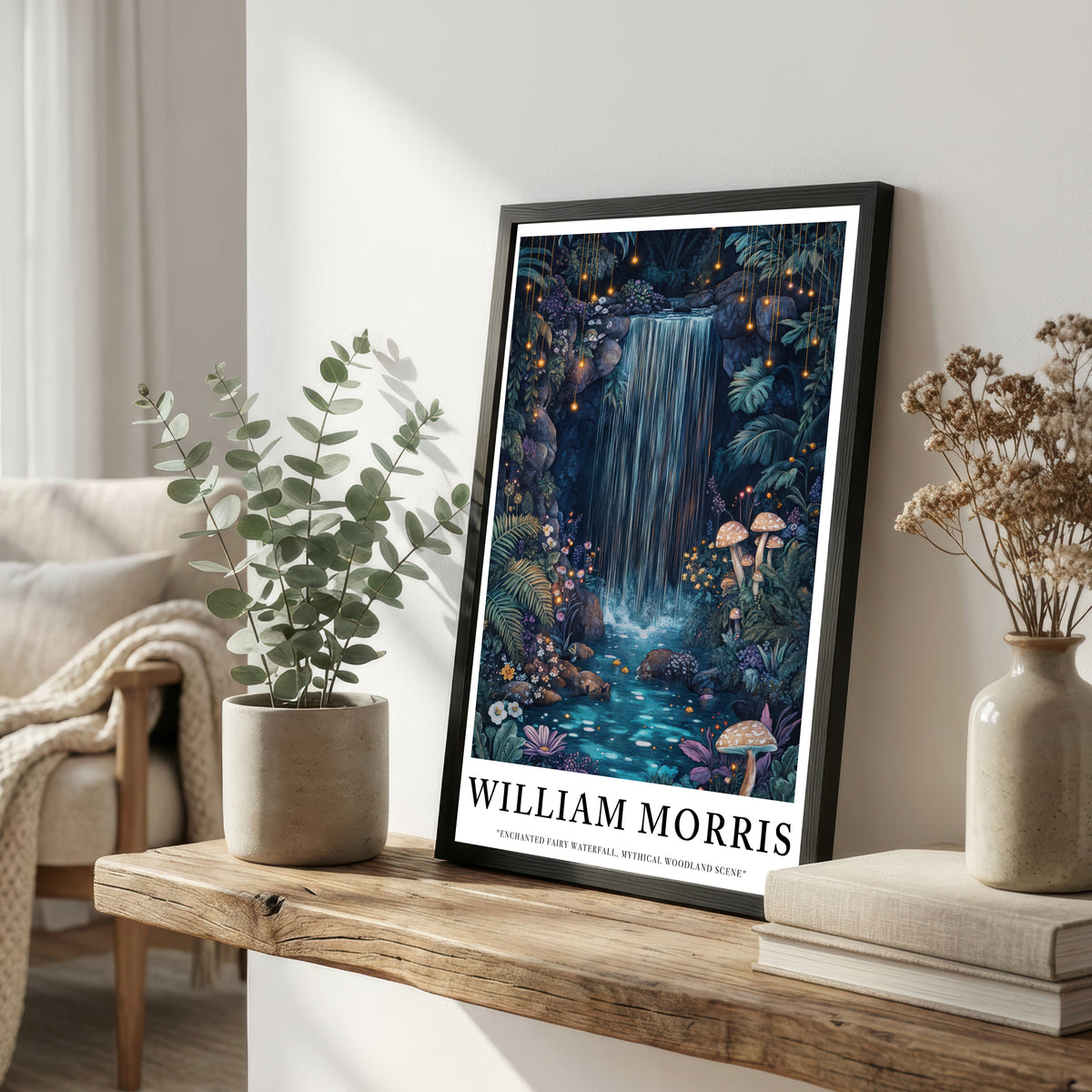 Enchanted Woodland Waterfall Art Print